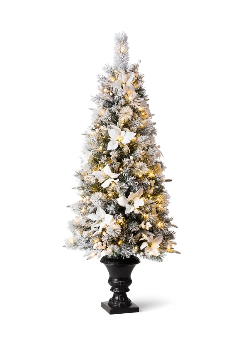 Pre-Lit Pine Artificial Christmas Porch Tree with 150 Warm White Lights