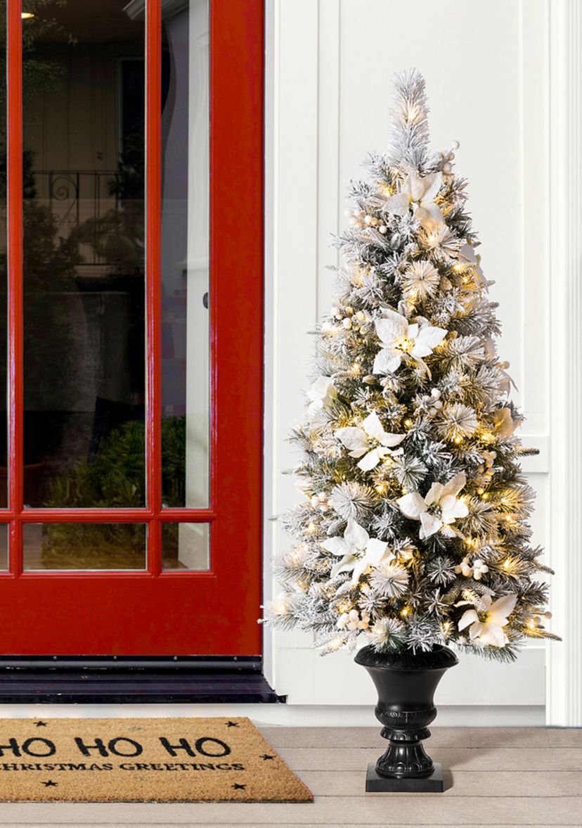 Pre-Lit Pine Artificial Christmas Porch Tree with 150 Warm White Lights