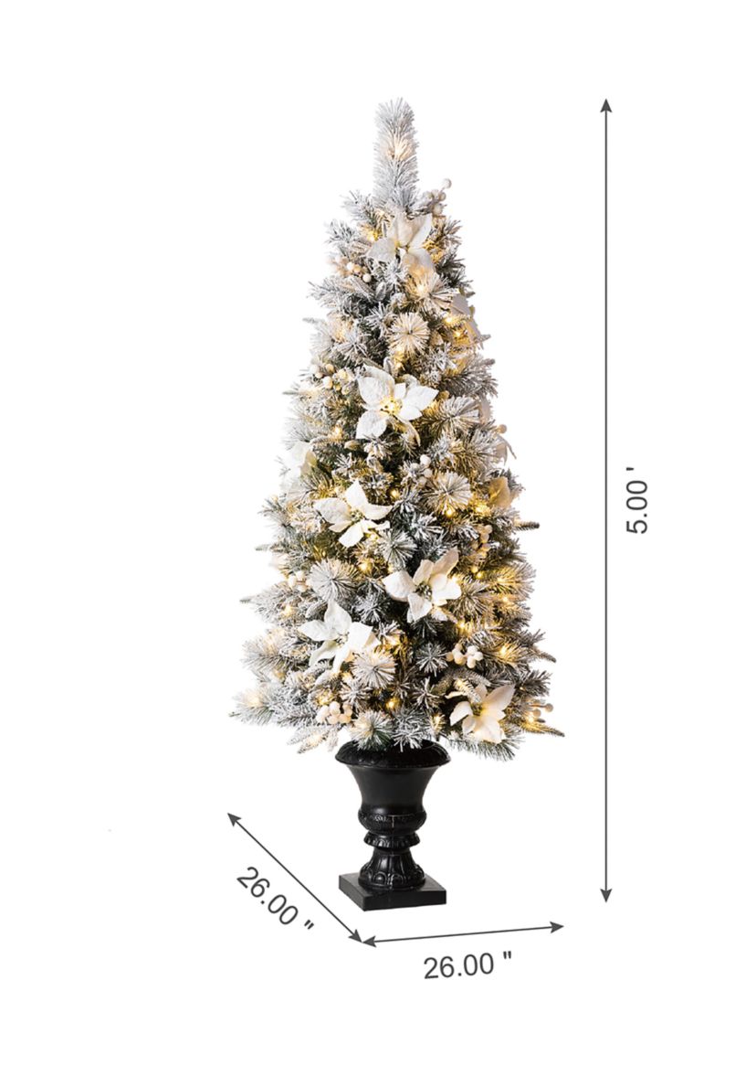 Pre-Lit Pine Artificial Christmas Porch Tree with 150 Warm White Lights