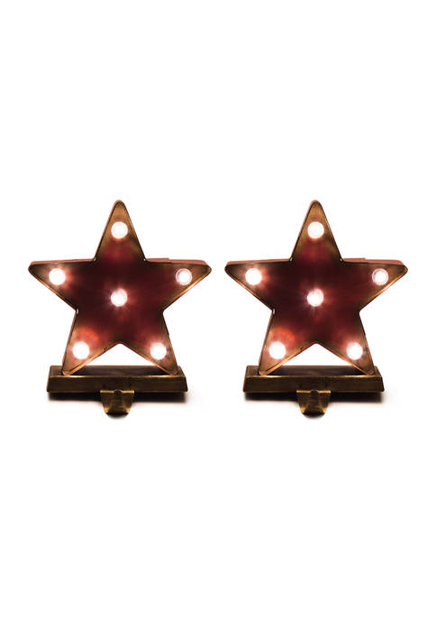 Glitzhome 2 Pack Marquee LED Star Stocking Holder