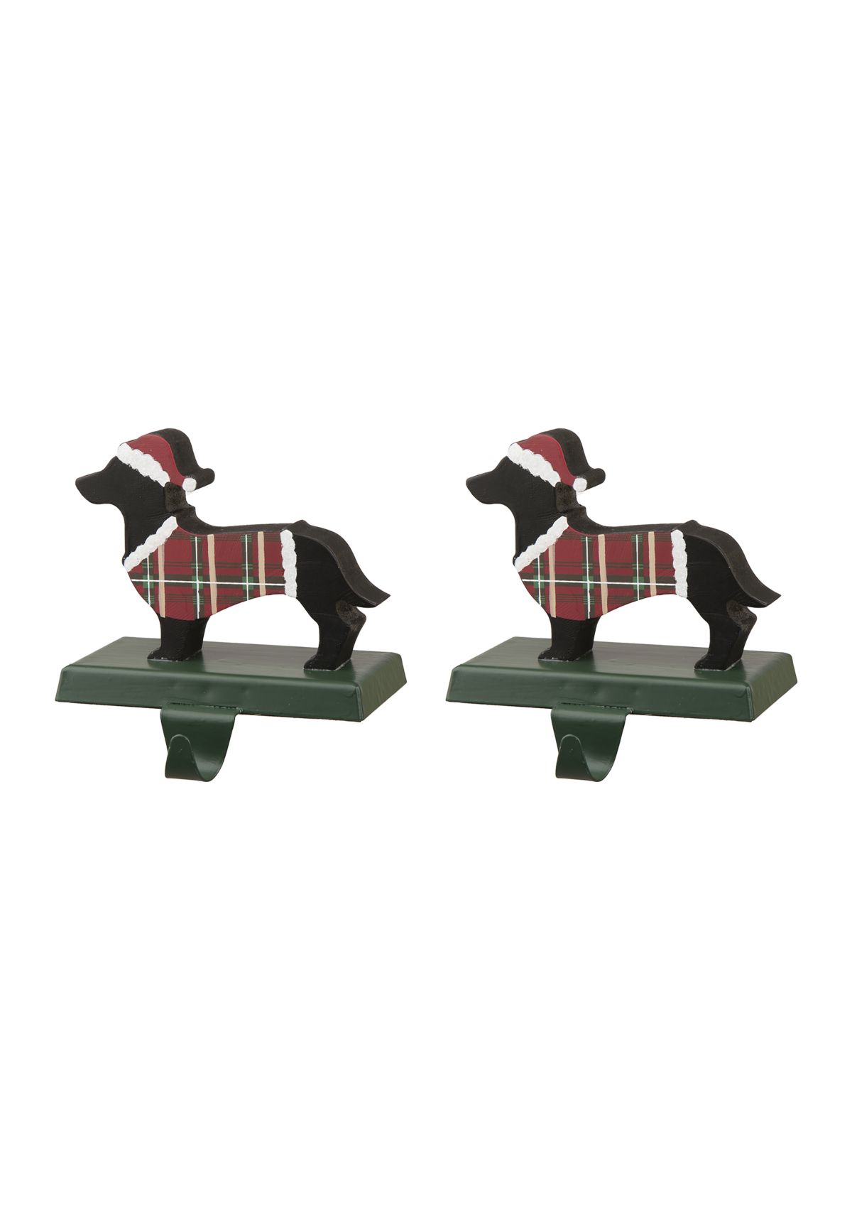 2 Pack Wooden/Metal Dachshund Stocking Holder