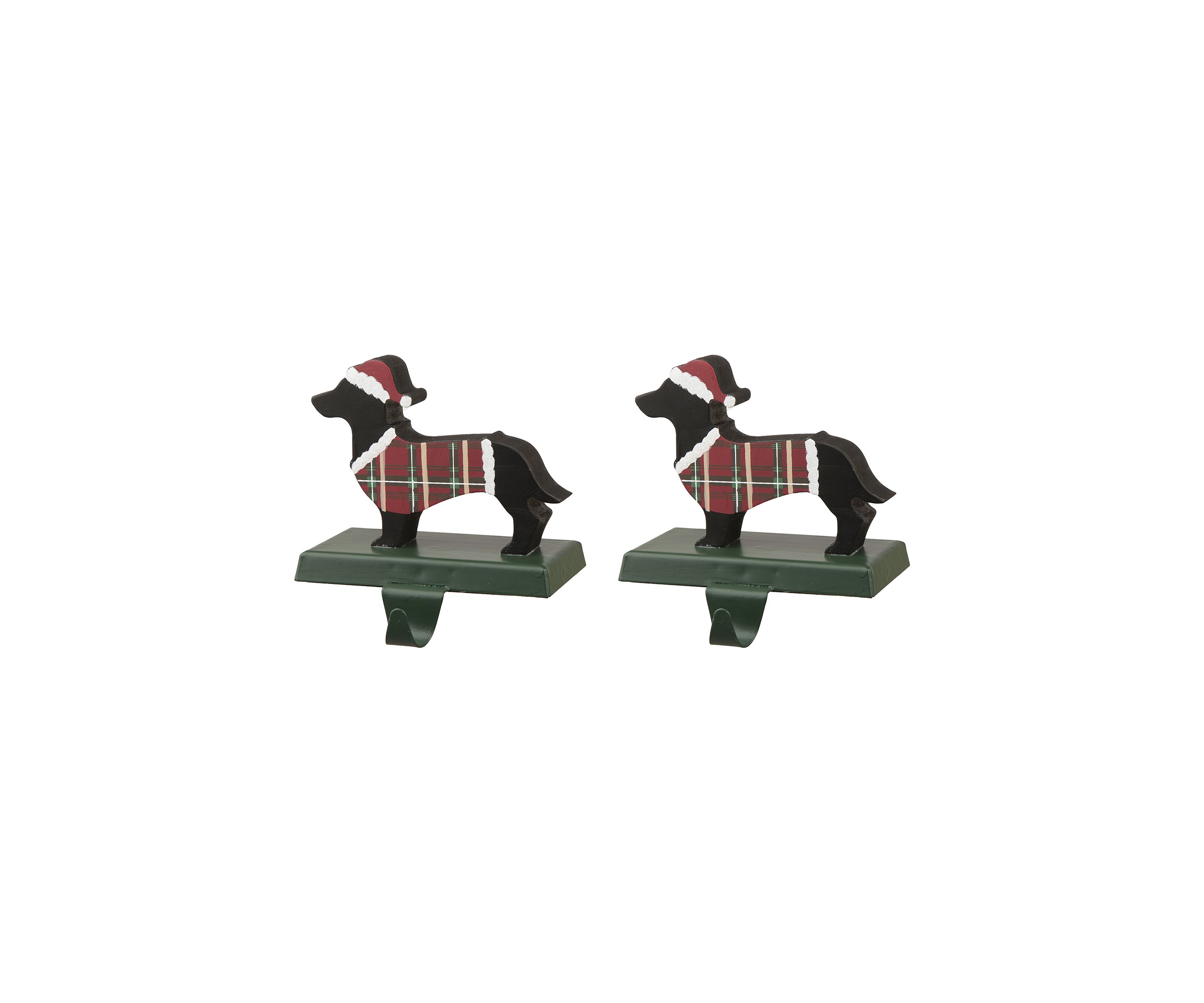2 Pack Wooden/Metal Dachshund Stocking Holder