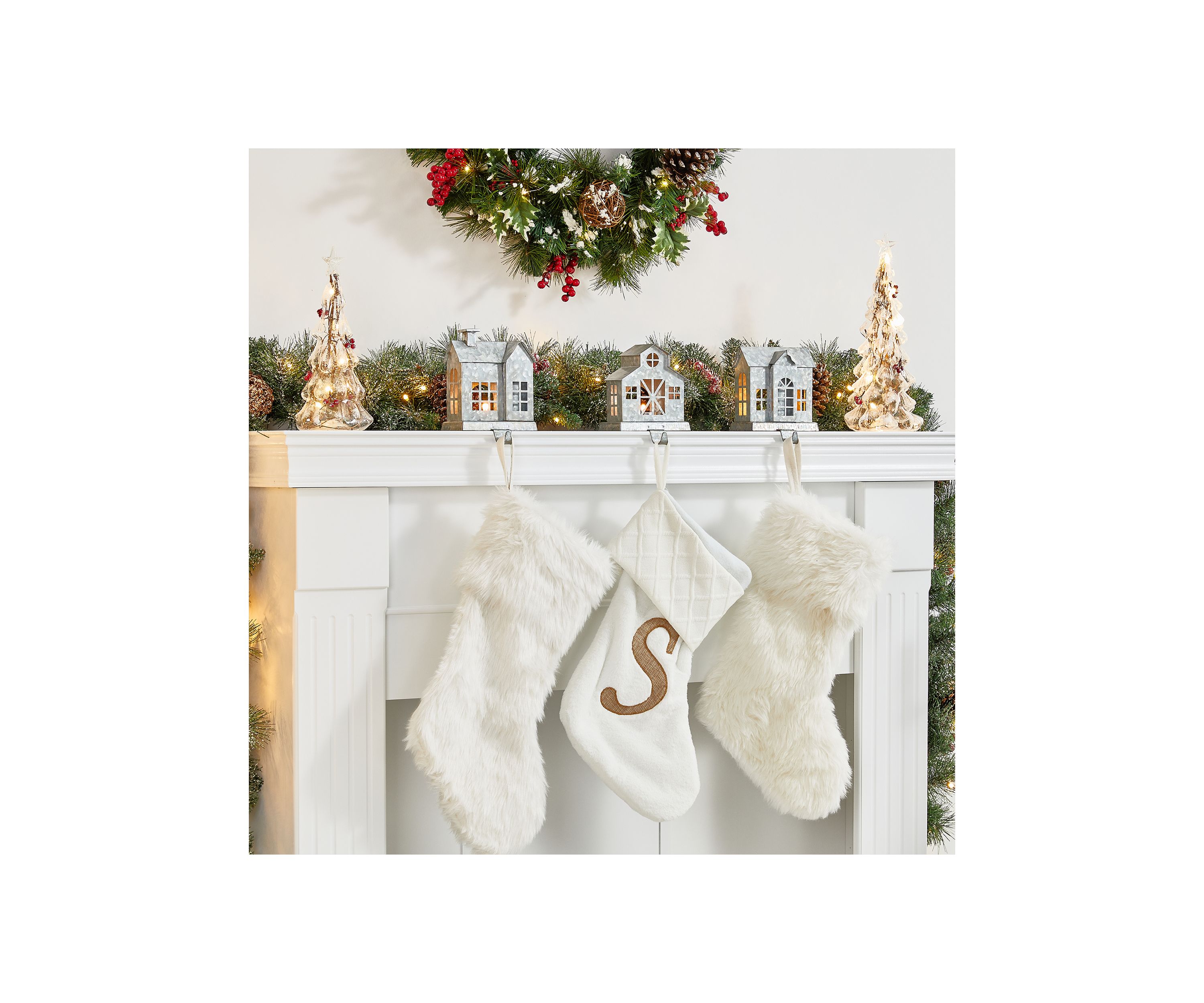 Set of 3 Galvanized House Stocking Holder