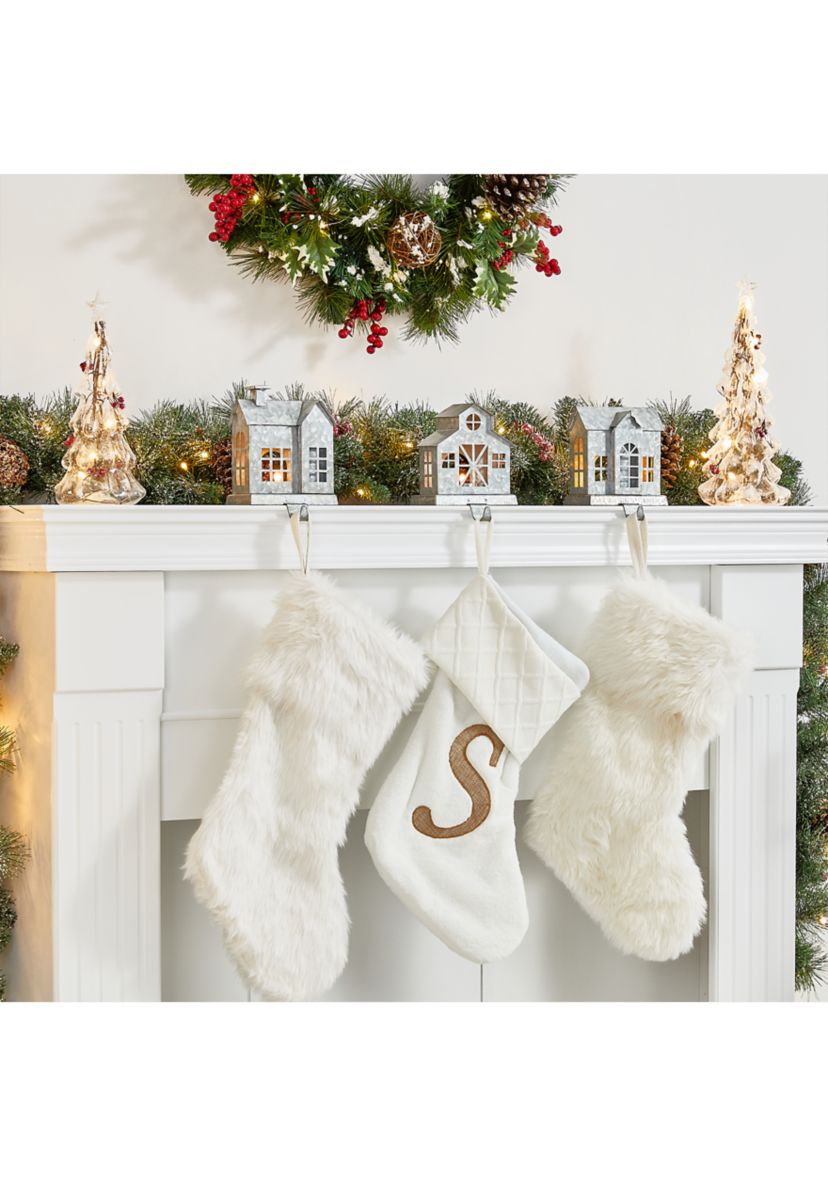 Set of 3 Galvanized House Stocking Holder