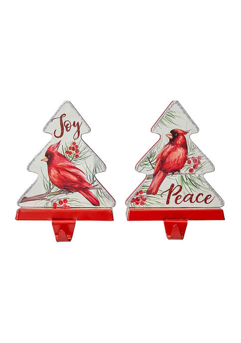 Glitzhome Set of 2 Wooden Christmas Cardinal Stocking