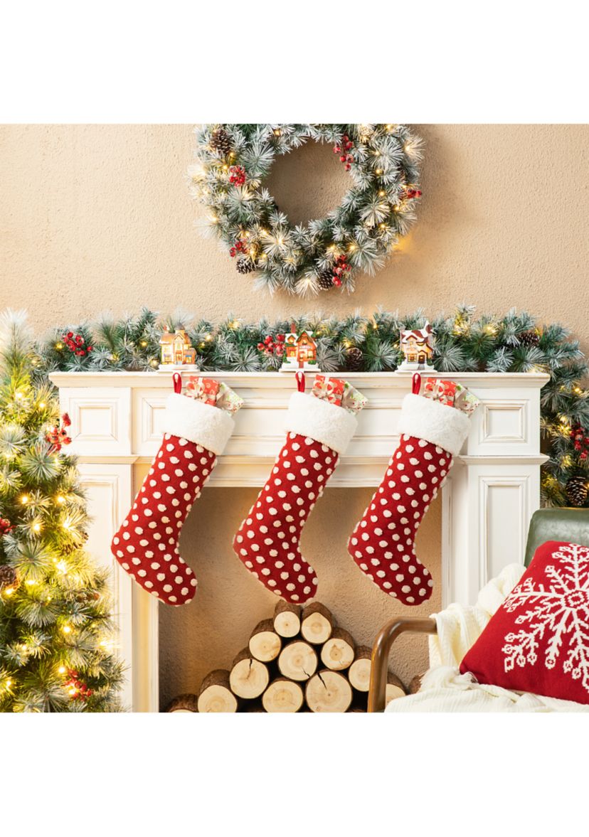 6-inchH Set of 3 Lighted Resin  House Stocking Holder