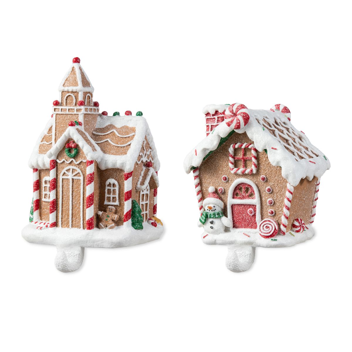 Set of 2 Resin Gingerbread House Stocking Holders