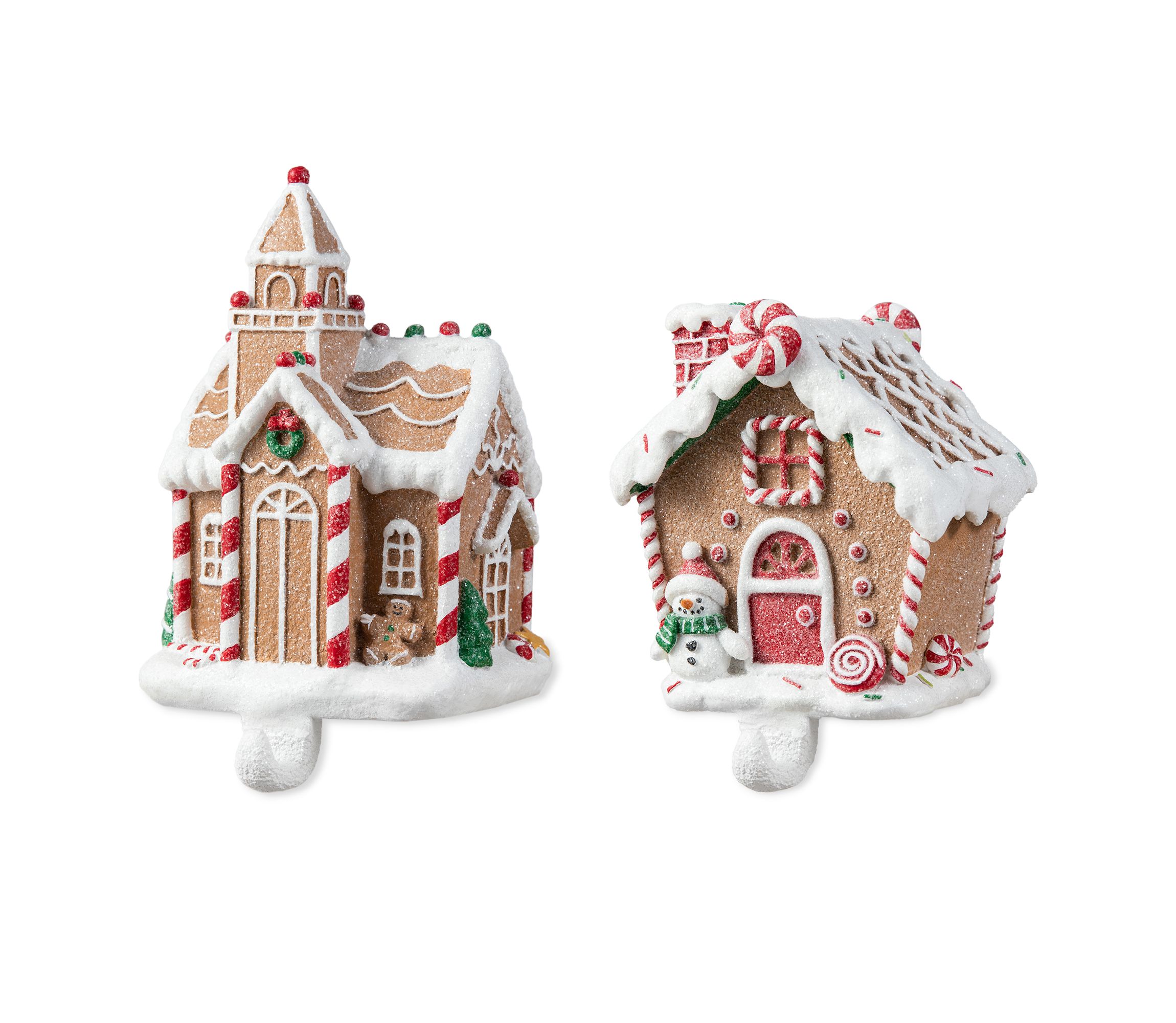 Set of 2 Resin Gingerbread House Stocking Holders