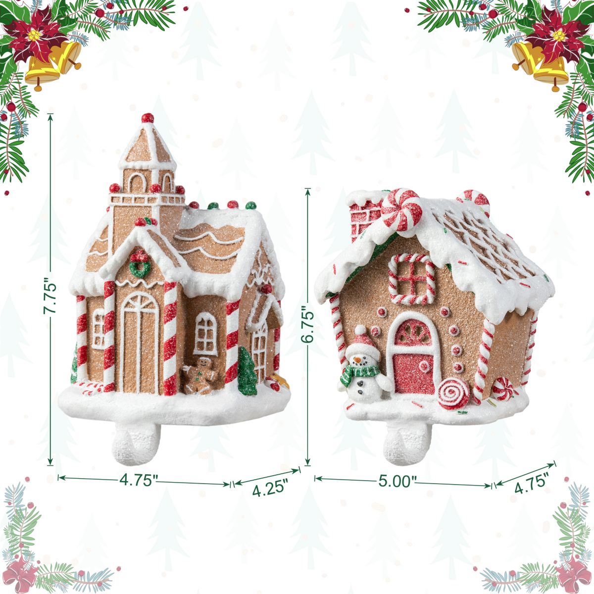 Set of 2 Resin Gingerbread House Stocking Holders