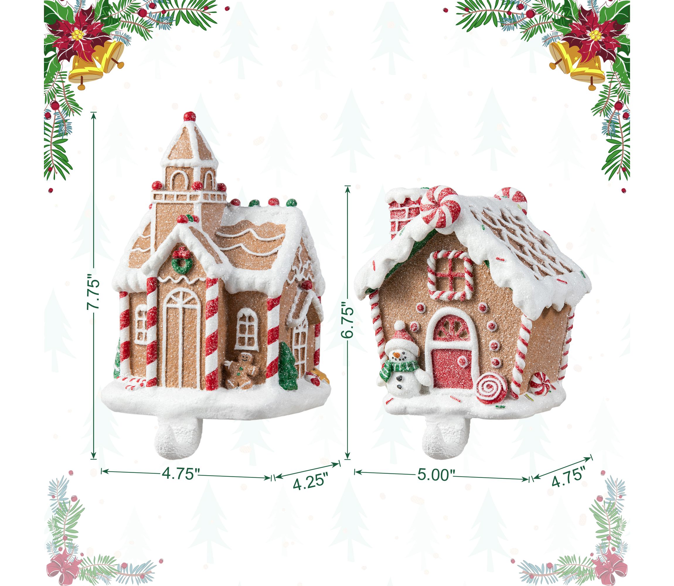 Set of 2 Resin Gingerbread House Stocking Holders