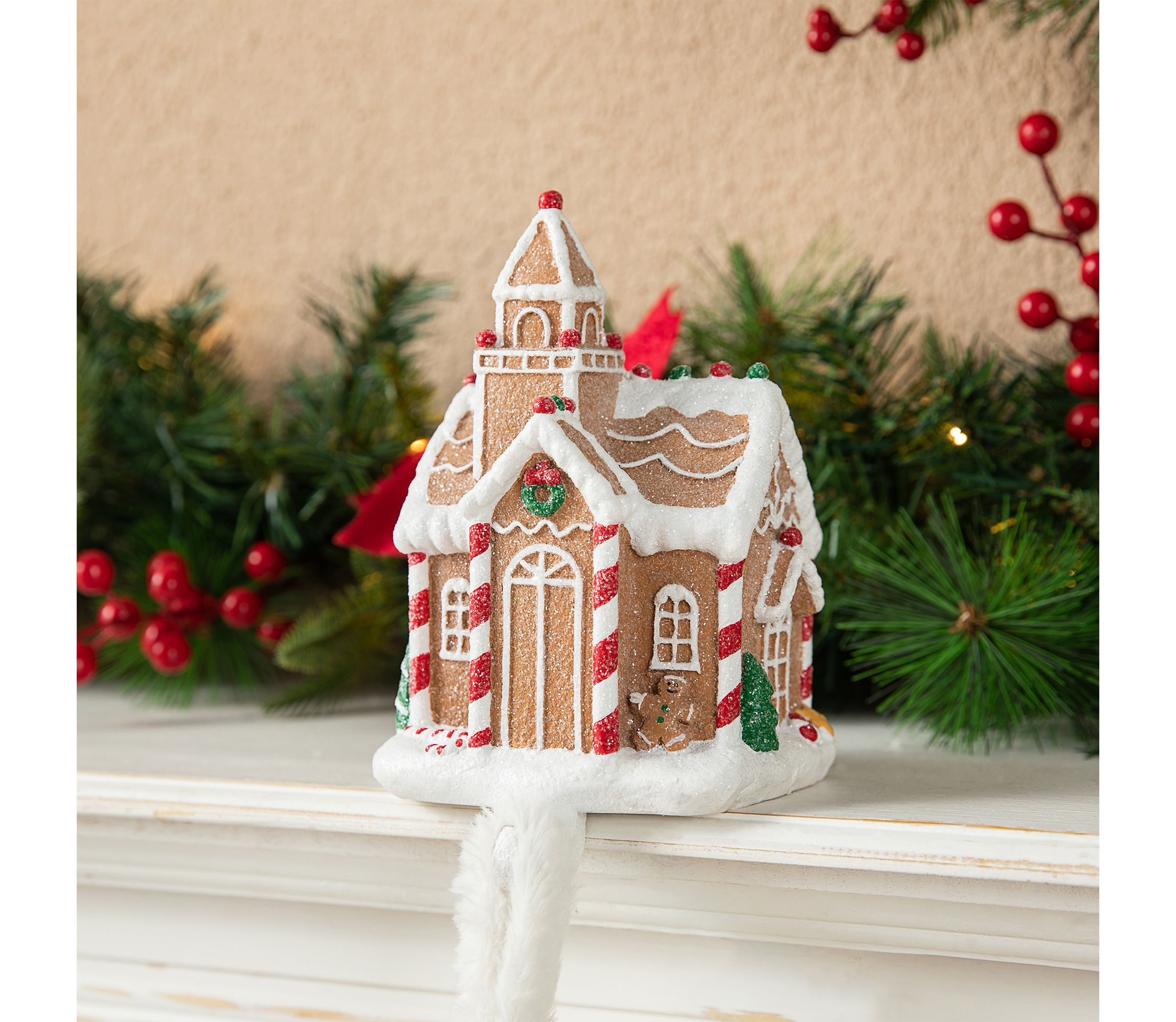 Set of 2 Resin Gingerbread House Stocking Holders