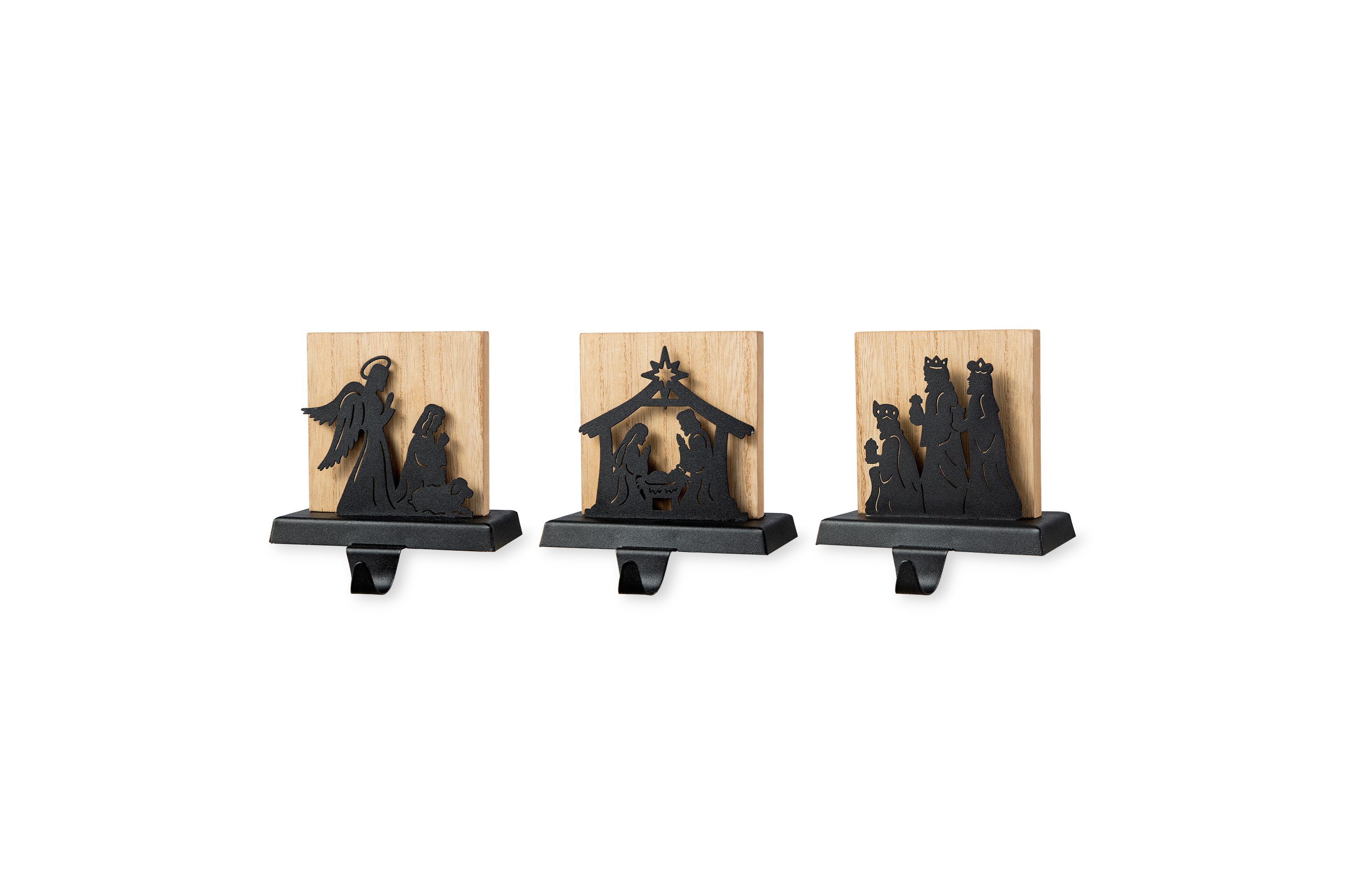 Set of 3 Christmas Metal Nativity Scene Stocking Holder