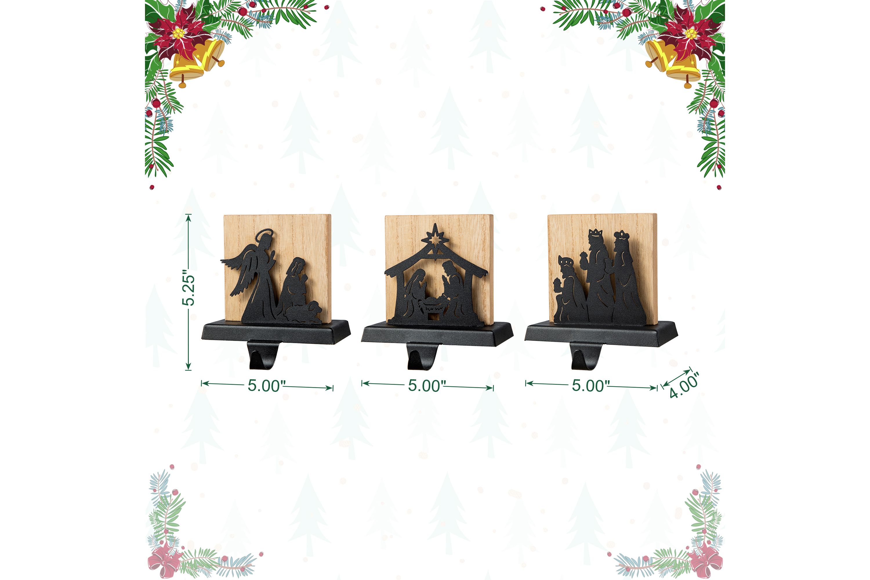 Set of 3 Christmas Metal Nativity Scene Stocking Holder