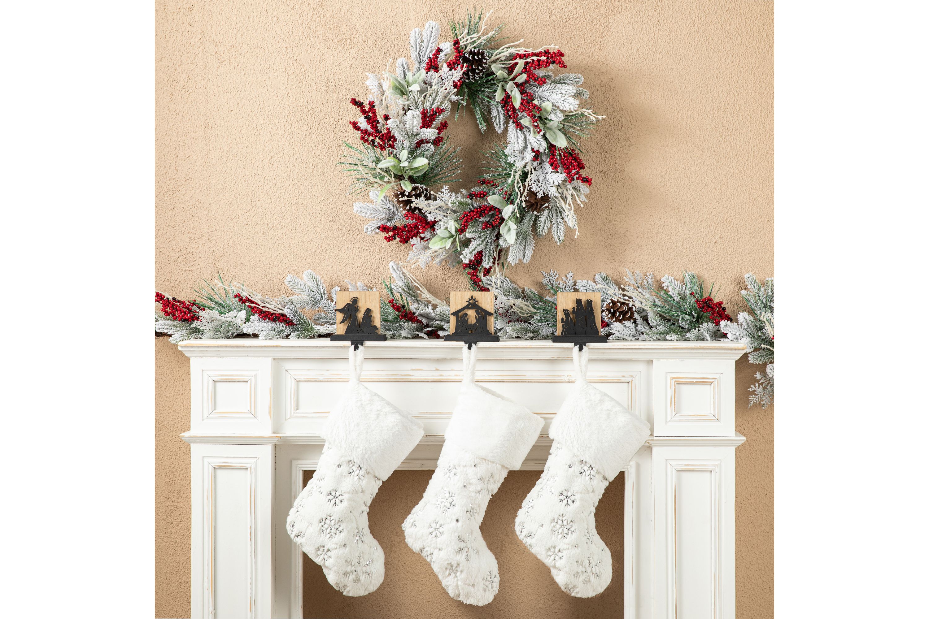 Set of 3 Christmas Metal Nativity Scene Stocking Holder