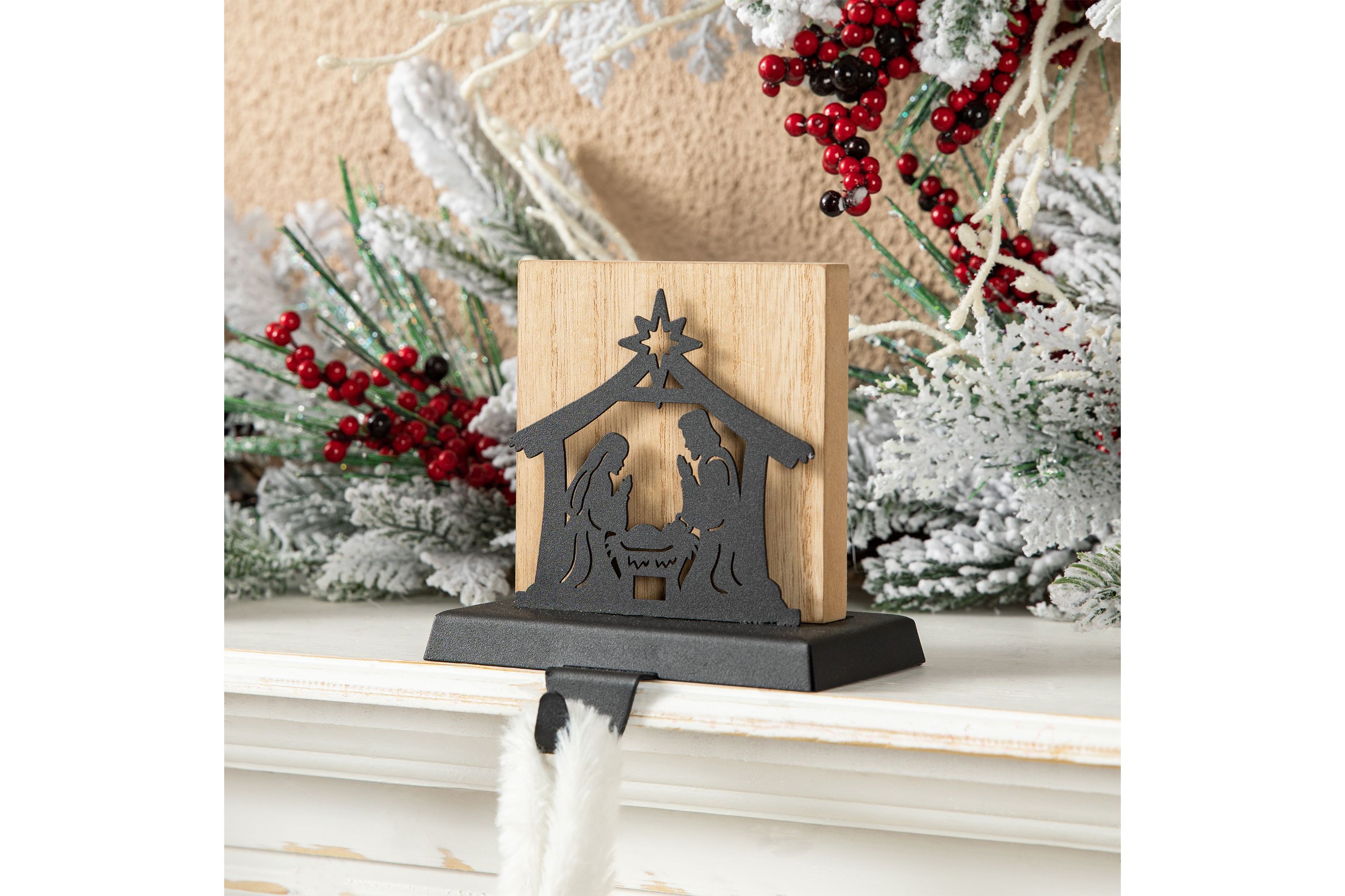 Set of 3 Christmas Metal Nativity Scene Stocking Holder