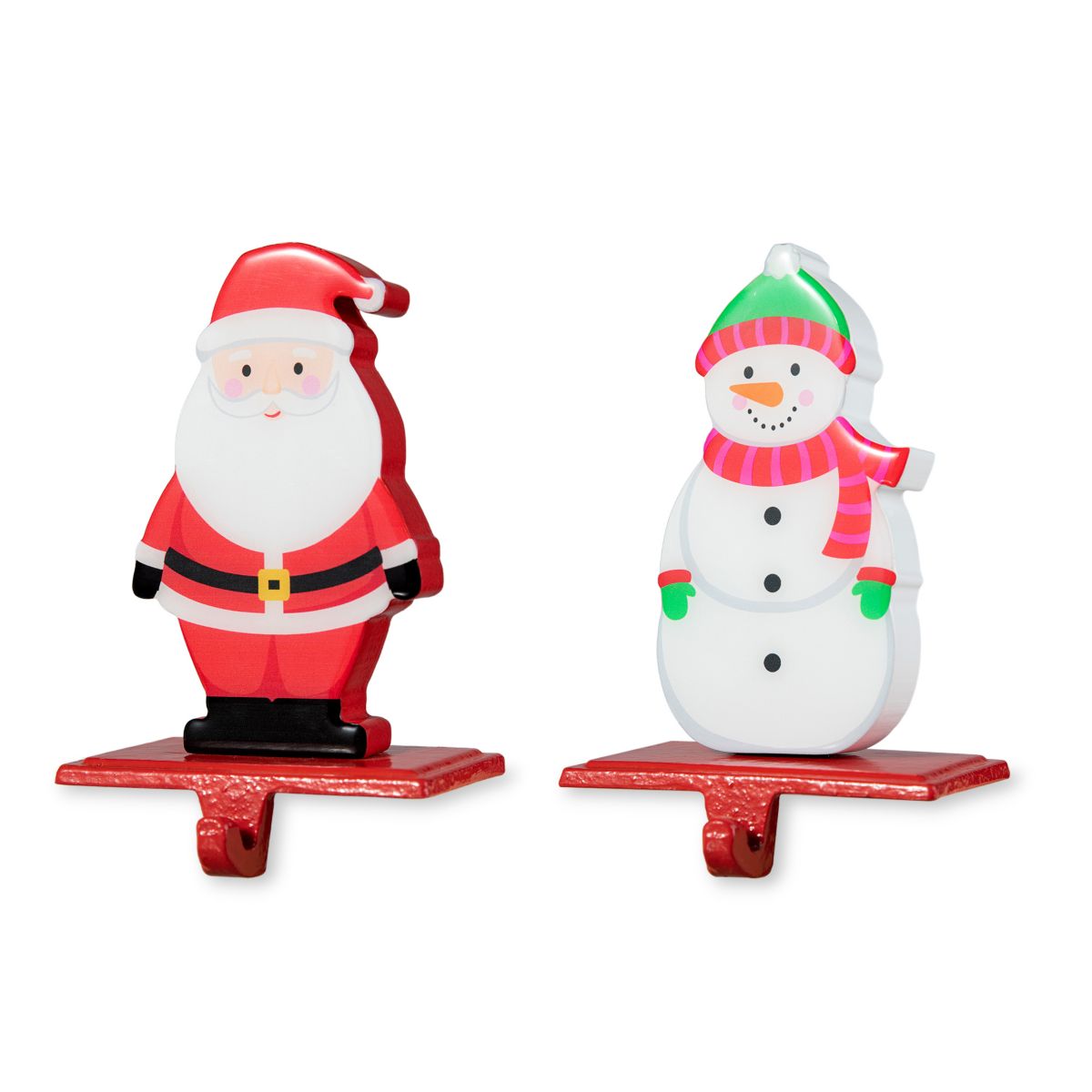 Set of 2 Christmas Epoxy Resin Santa & Snowman Stocking Holder(KD)