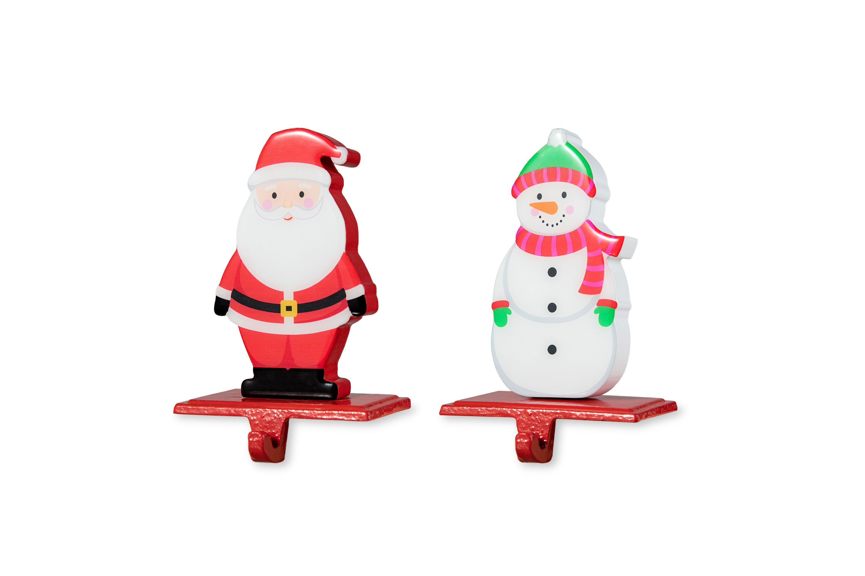 Set of 2 Christmas Epoxy Resin Santa & Snowman Stocking Holder(KD)