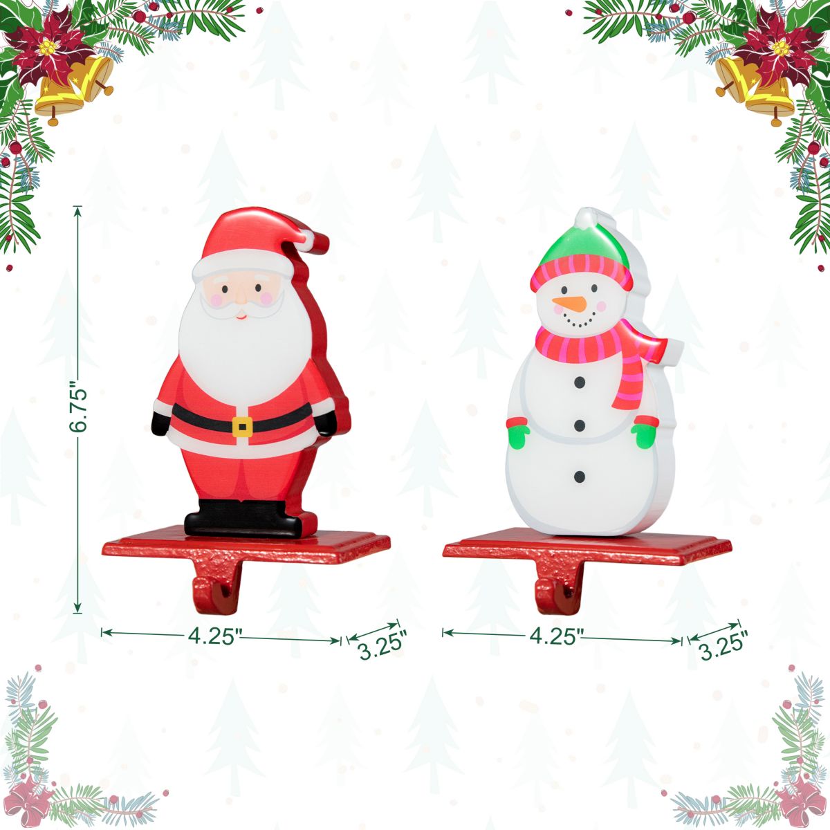 Set of 2 Christmas Epoxy Resin Santa & Snowman Stocking Holder(KD)