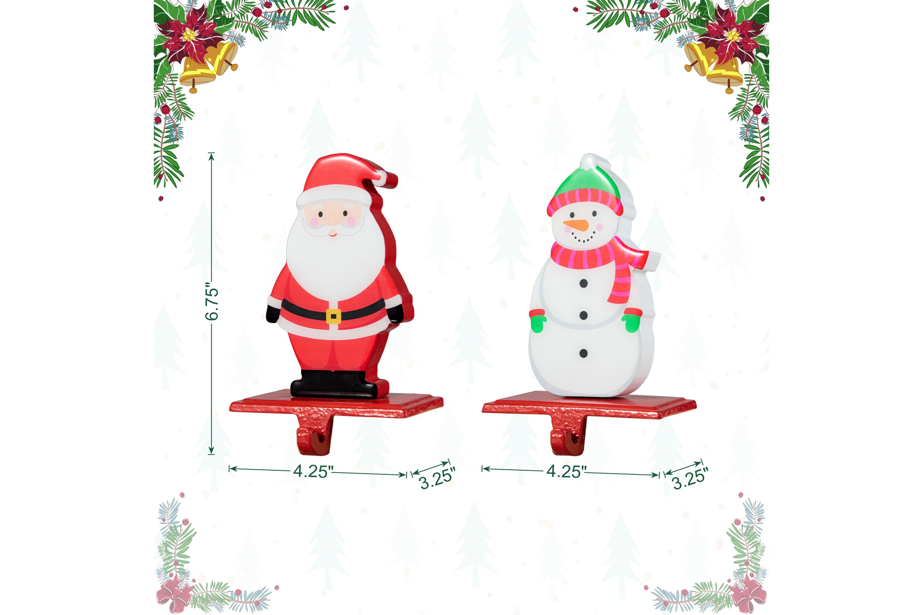 Set of 2 Christmas Epoxy Resin Santa & Snowman Stocking Holder(KD)