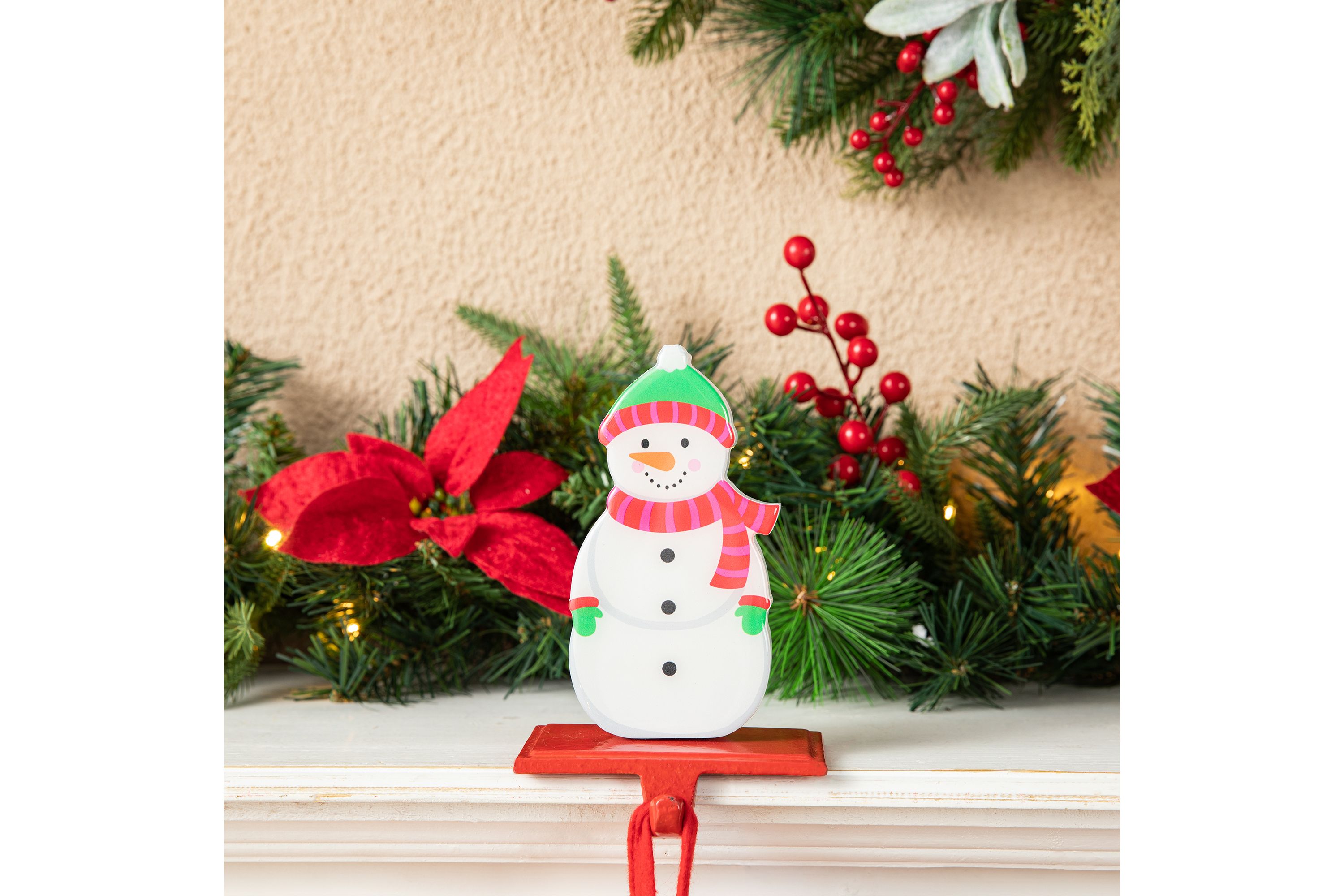 Set of 2 Christmas Epoxy Resin Santa & Snowman Stocking Holder(KD)