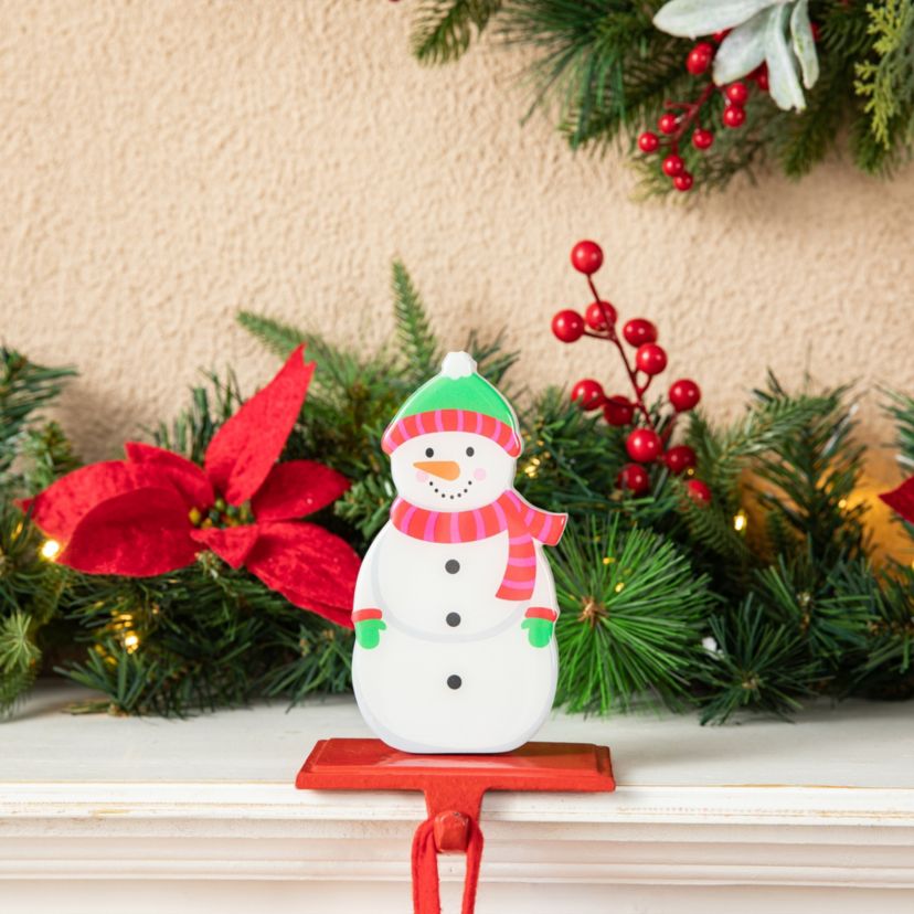 Set of 2 Christmas Epoxy Resin Santa & Snowman Stocking Holder(KD)