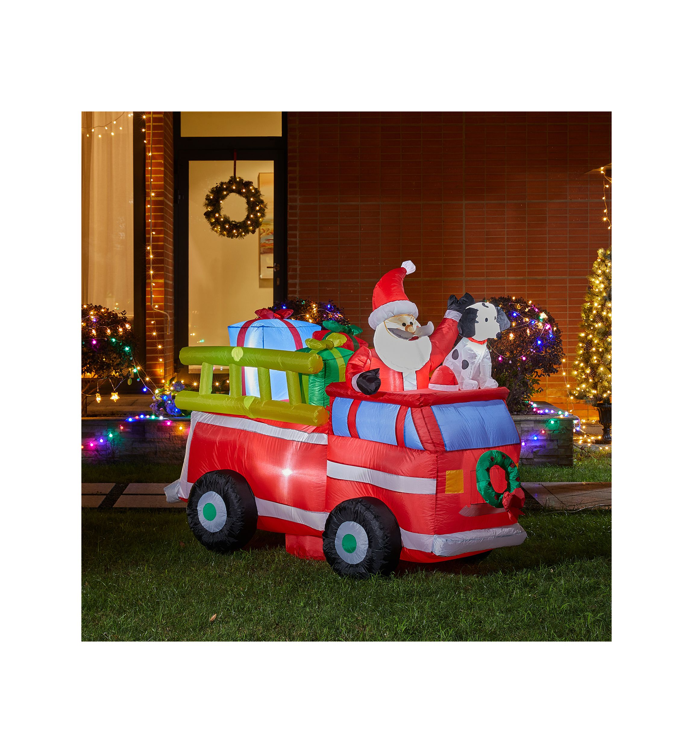Lighted Inflatable Santa in Truck Décor