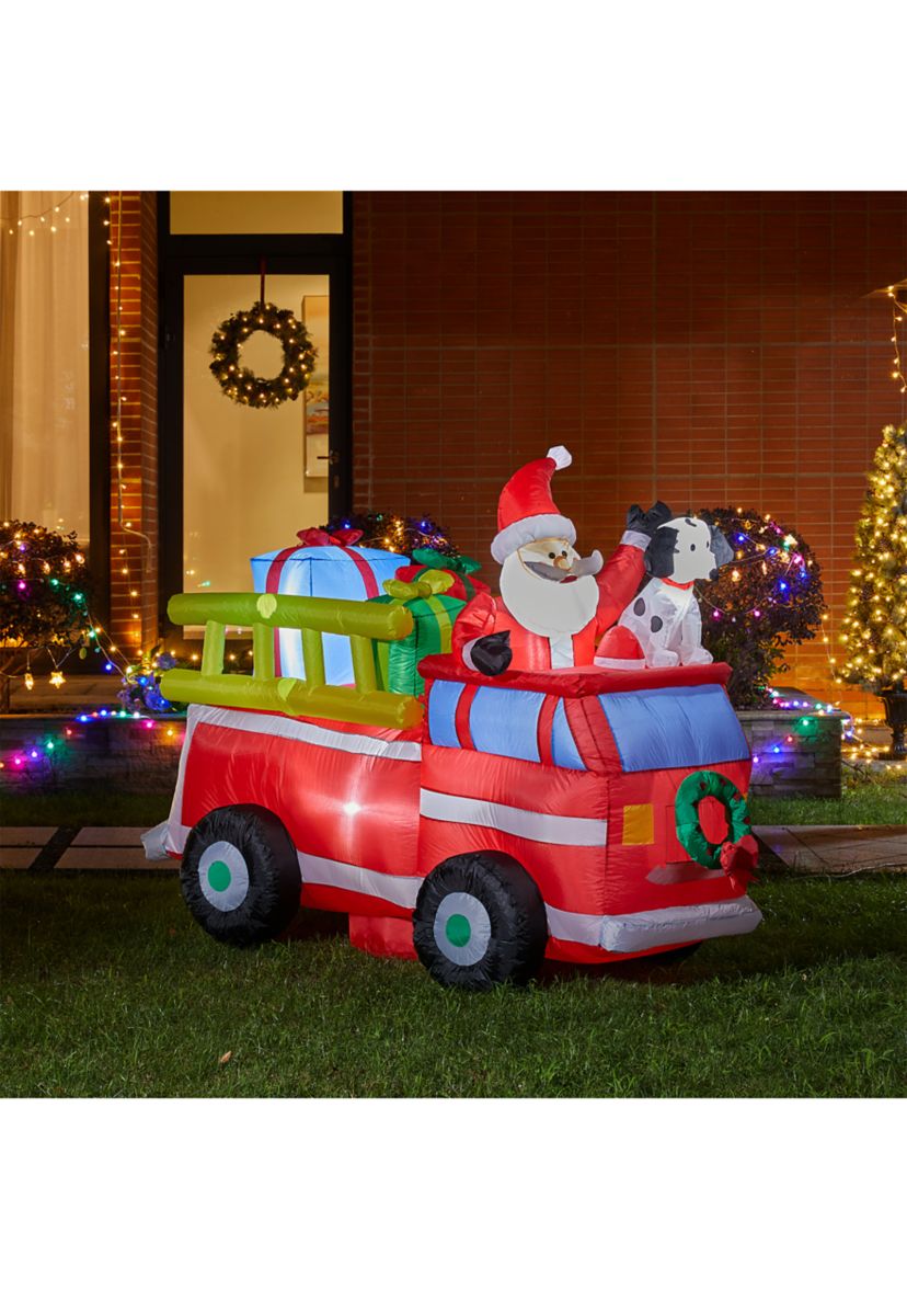 Lighted Inflatable Santa in Truck Décor