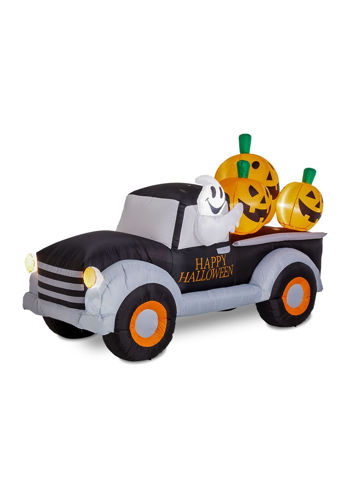 Lighted Inflatable Truck with Jack-O-Lantern Pumpkins Decor