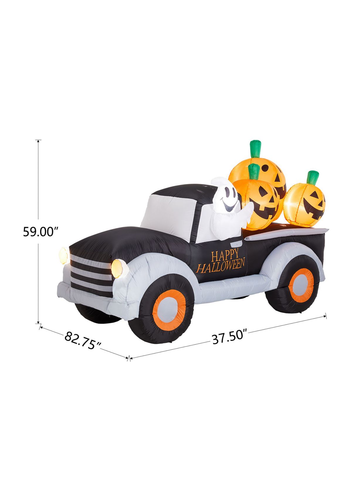 Lighted Inflatable Truck with Jack-O-Lantern Pumpkins Decor