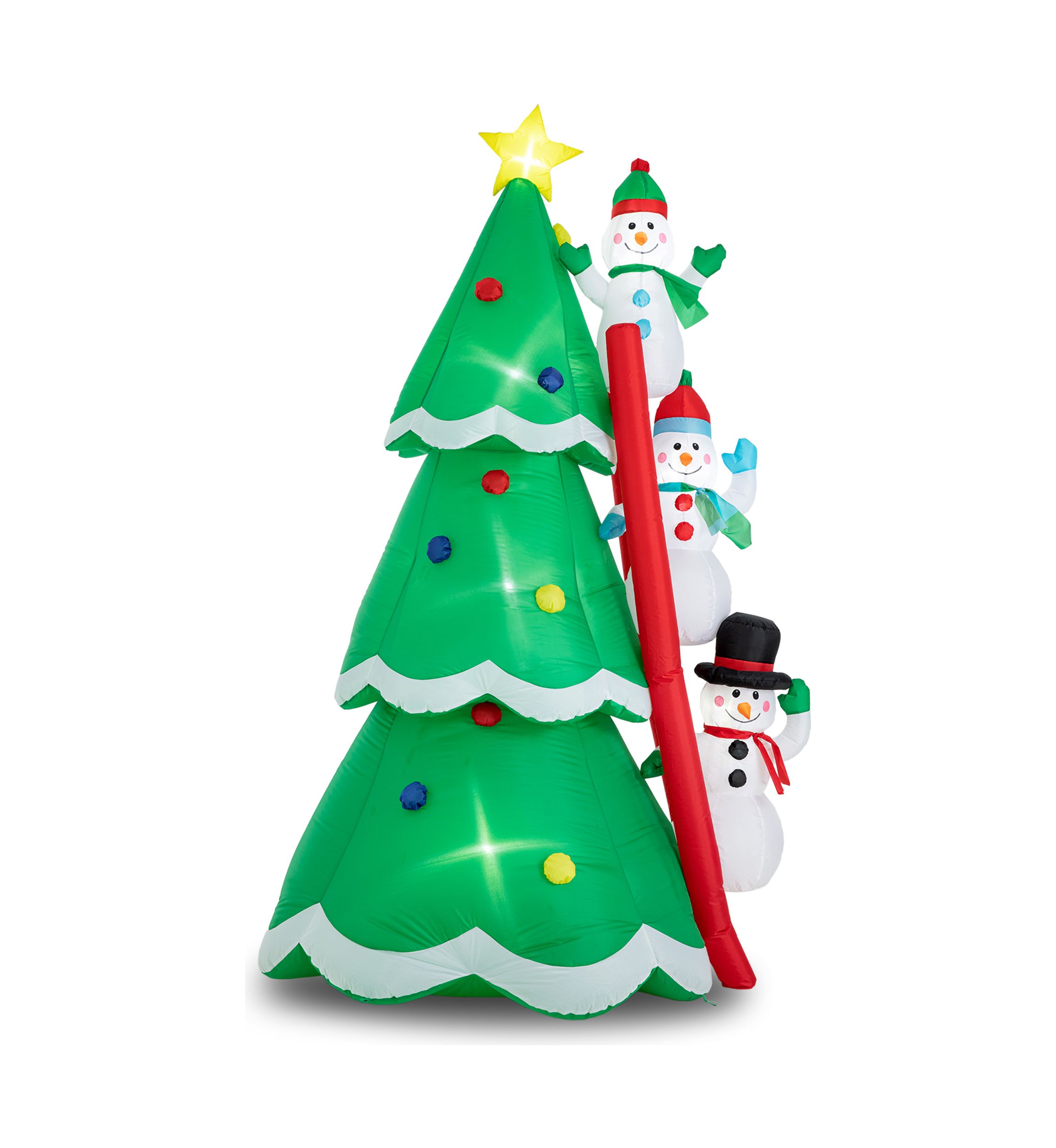 Lighted Inflatable Xmas Snowman Climbing Up Tree Décor