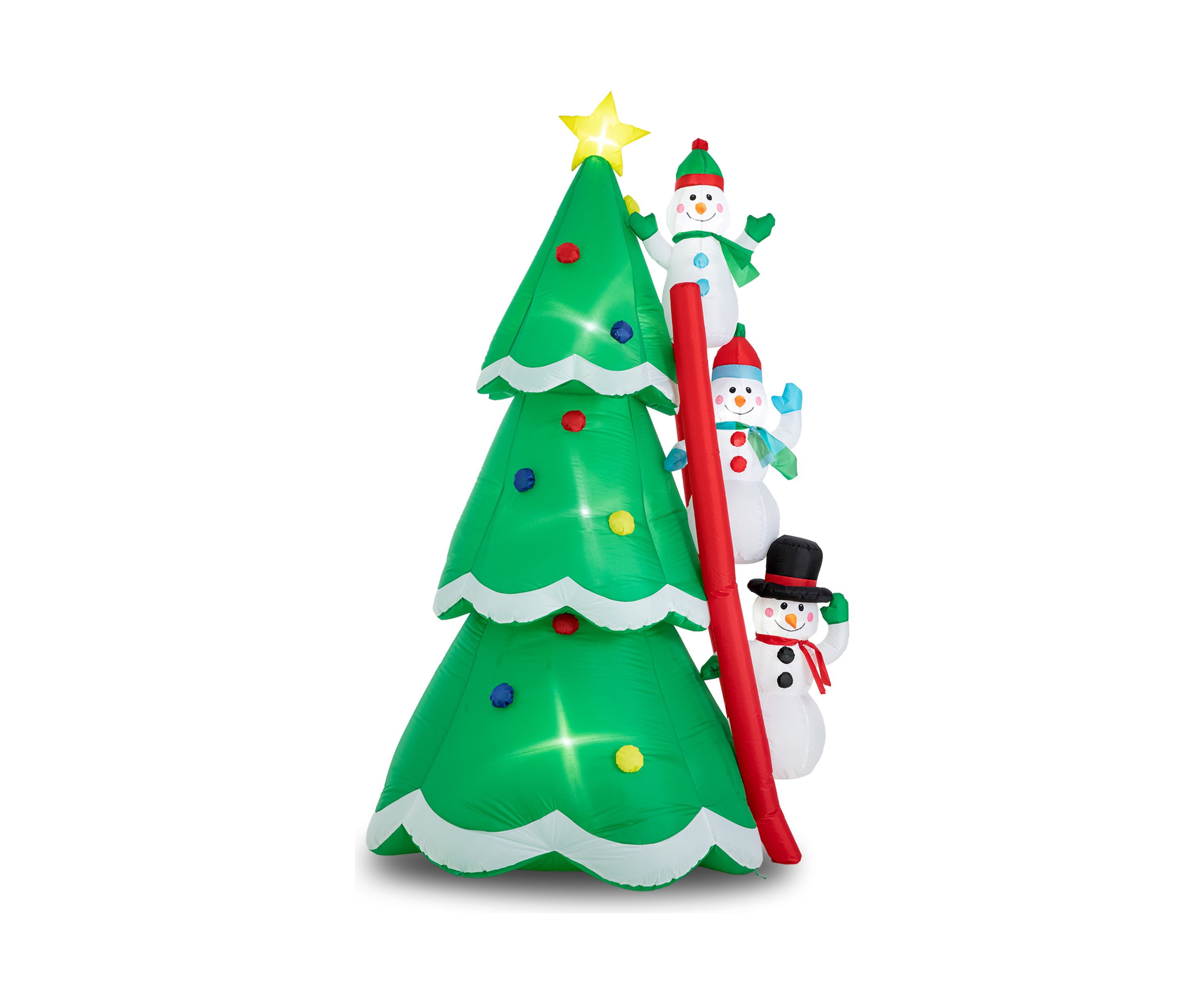 Lighted Inflatable Xmas Snowman Climbing Up Tree Décor