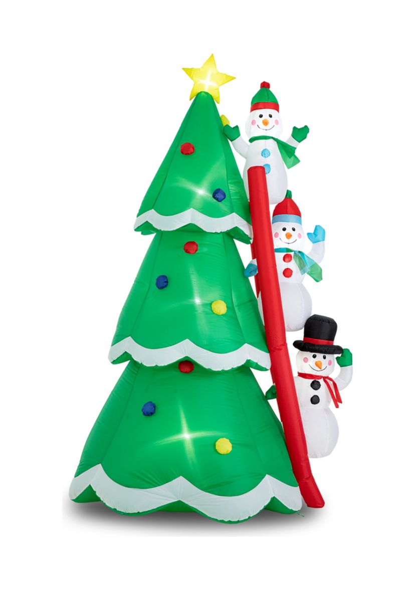 Lighted Inflatable Xmas Snowman Climbing Up Tree Décor