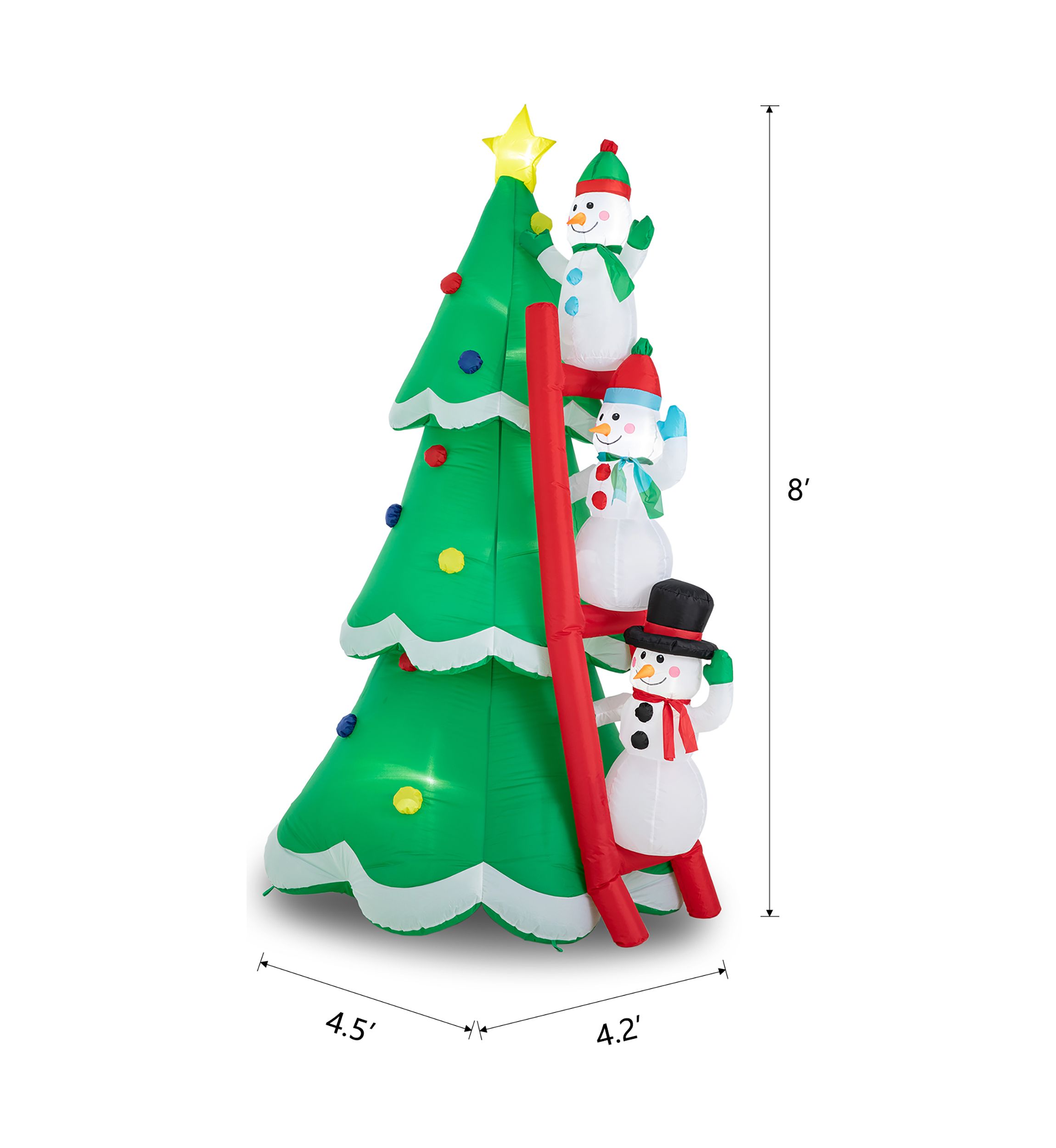 Lighted Inflatable Xmas Snowman Climbing Up Tree Décor