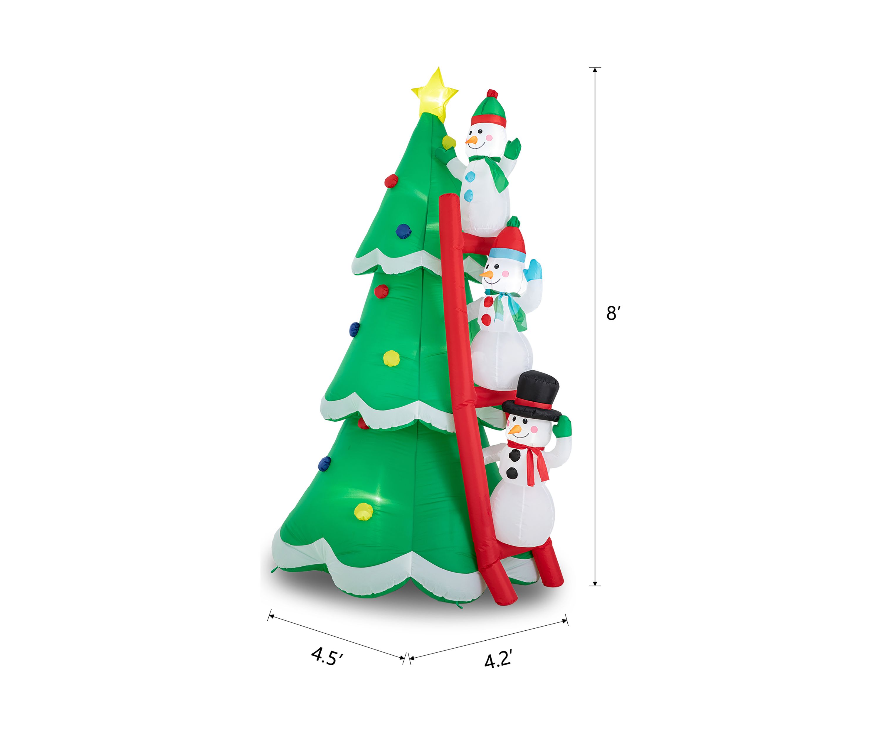 Lighted Inflatable Xmas Snowman Climbing Up Tree Décor