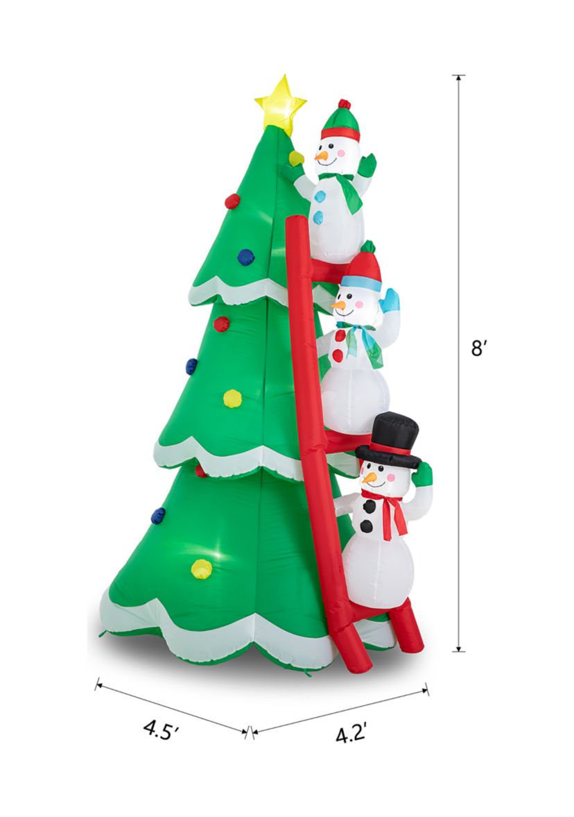 Lighted Inflatable Xmas Snowman Climbing Up Tree Décor
