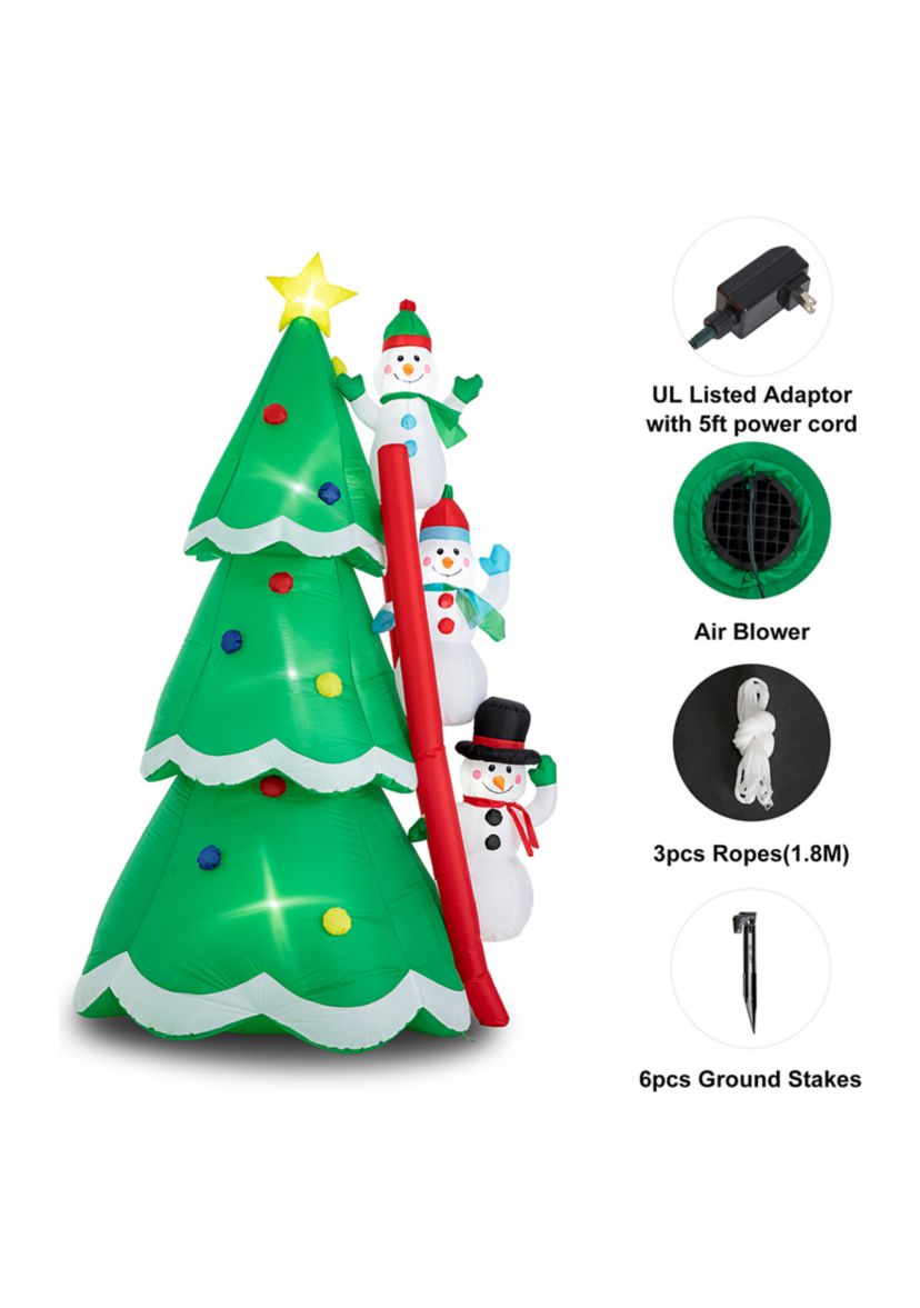 Lighted Inflatable Xmas Snowman Climbing Up Tree Décor