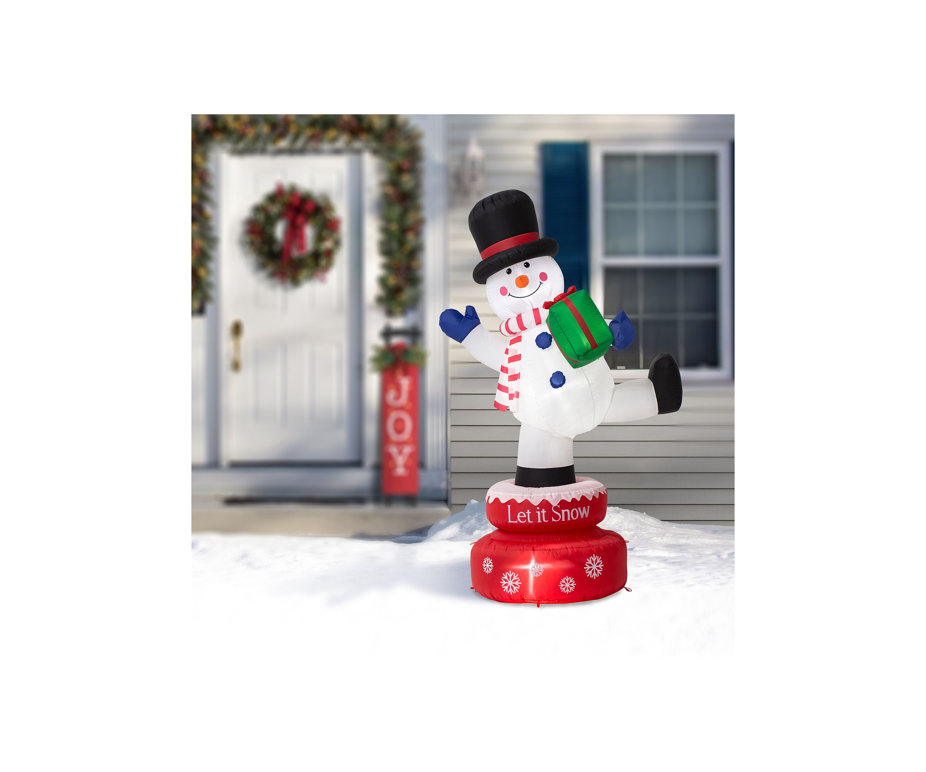 6-foot Lighted Inflatable Rotating Snowman Décor