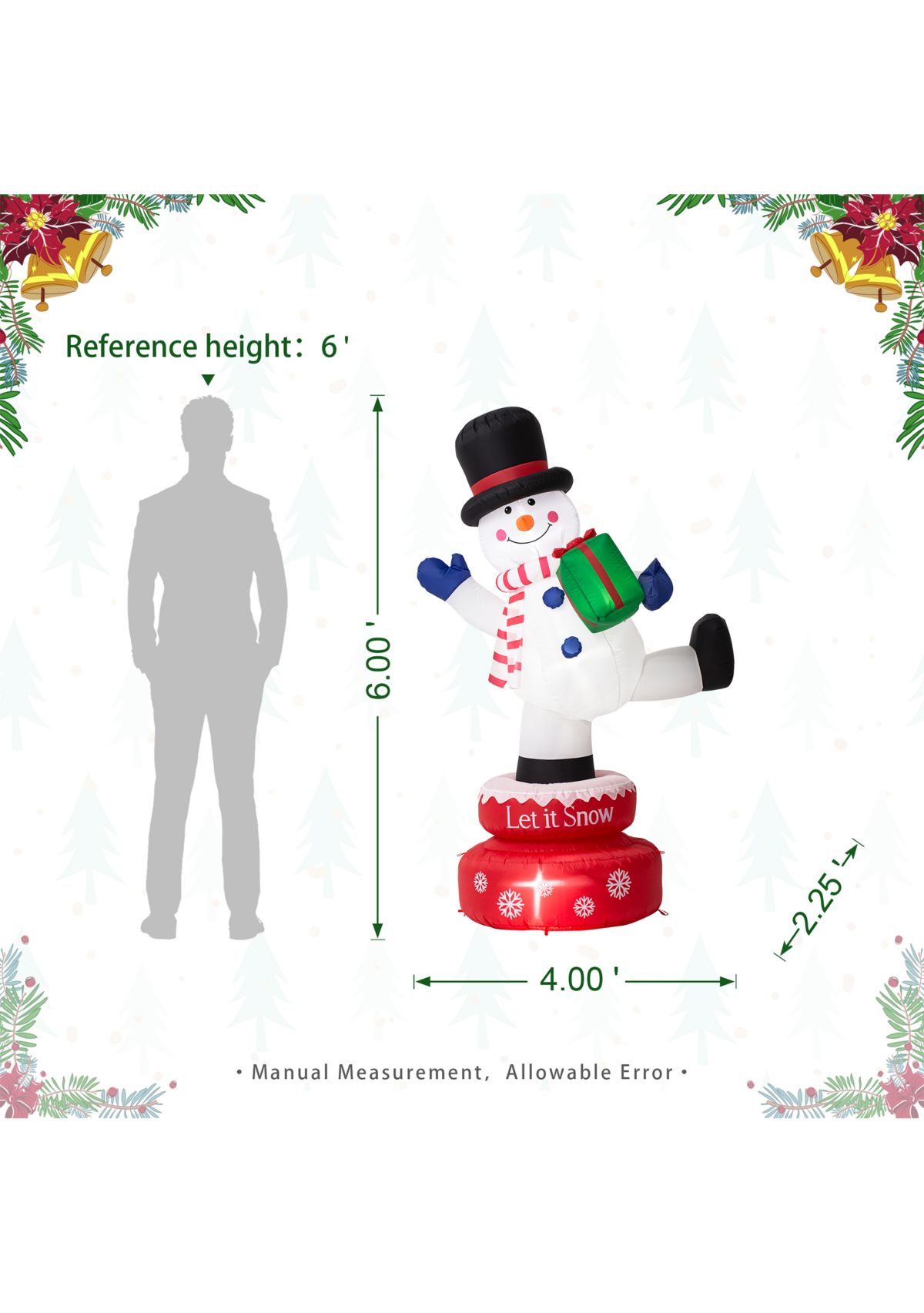 6-foot Lighted Inflatable Rotating Snowman Décor