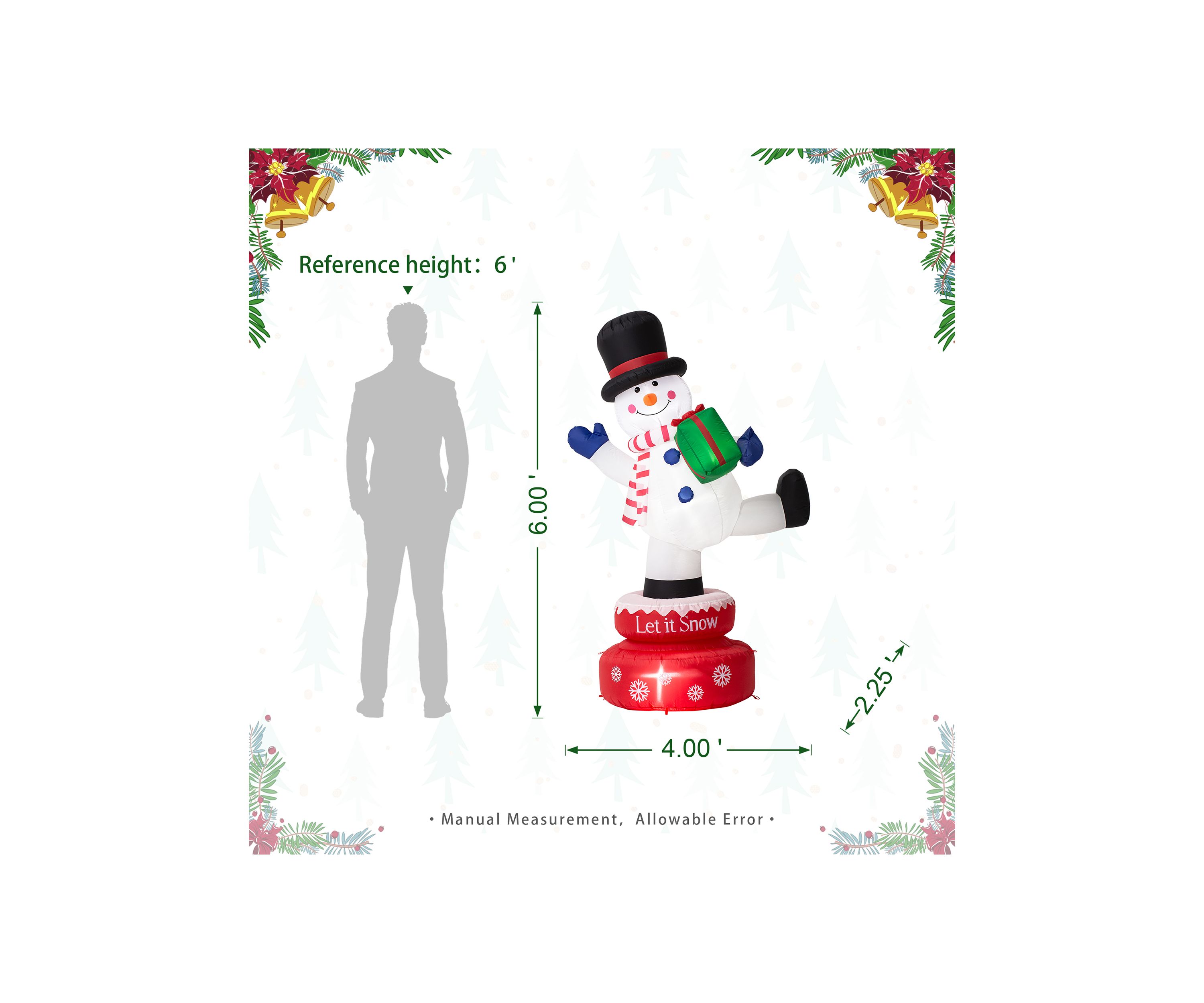 6-foot Lighted Inflatable Rotating Snowman Décor