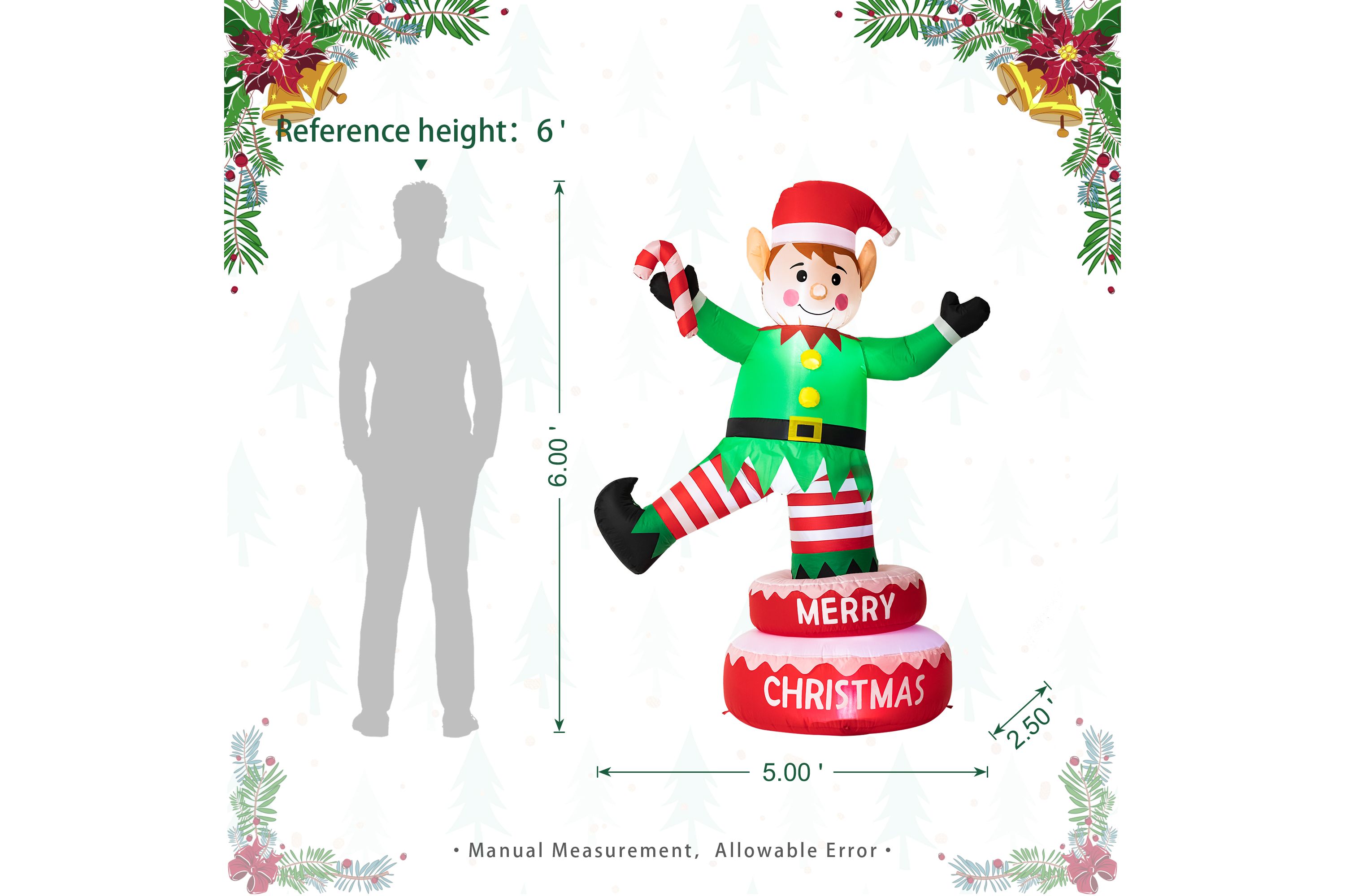 Glitzhome 6FT Lighted Inflatable Rotating Elf Decor | Belk