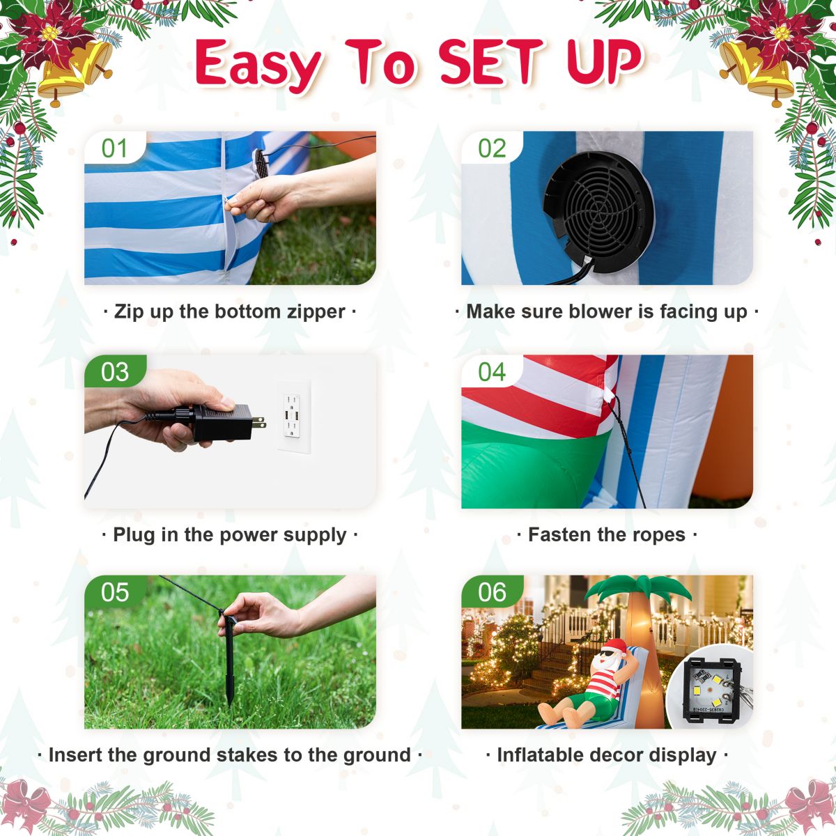 6FT Lighted Inflatable Santa under Coconut Tree Decor