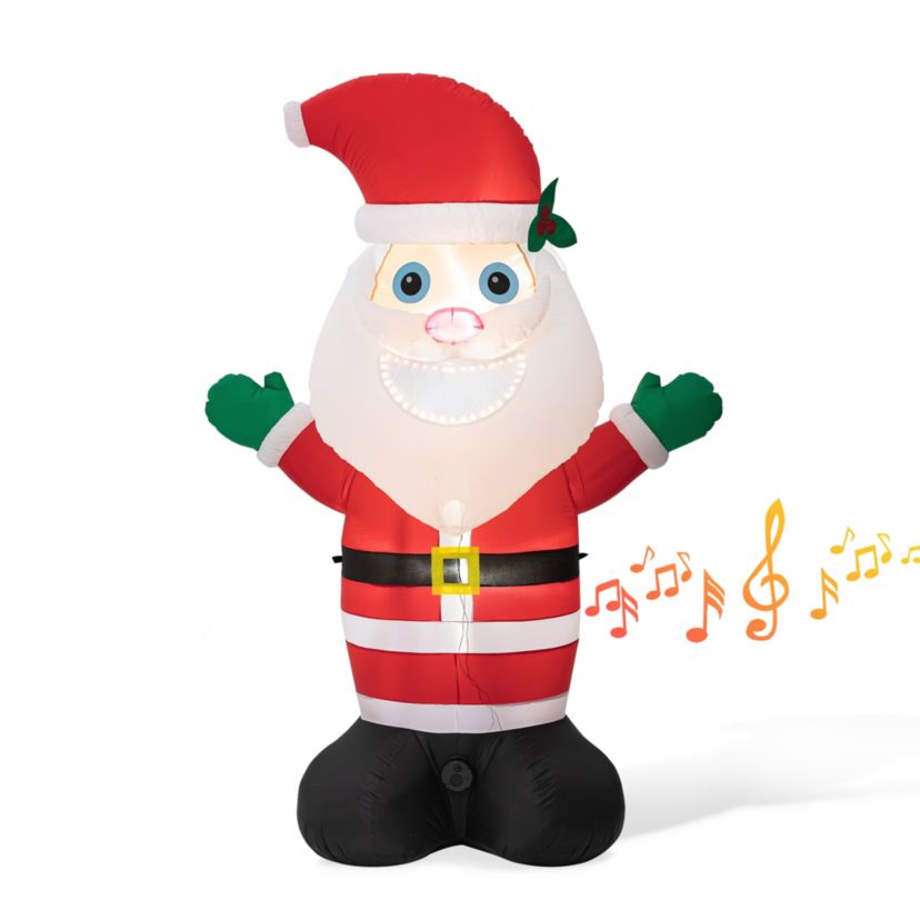8FT Lighted Inflatable Musical Santa Decor