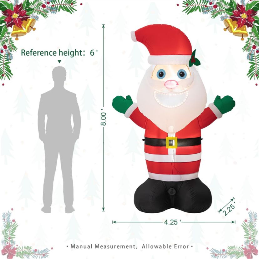 8FT Lighted Inflatable Musical Santa Decor