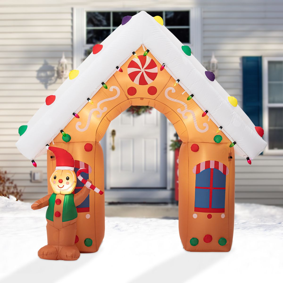8FT Lighted Gingerbread House Inflatable Decor