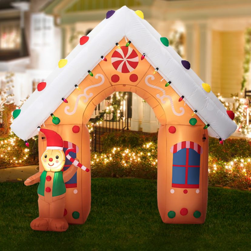 8FT Lighted Gingerbread House Inflatable Decor