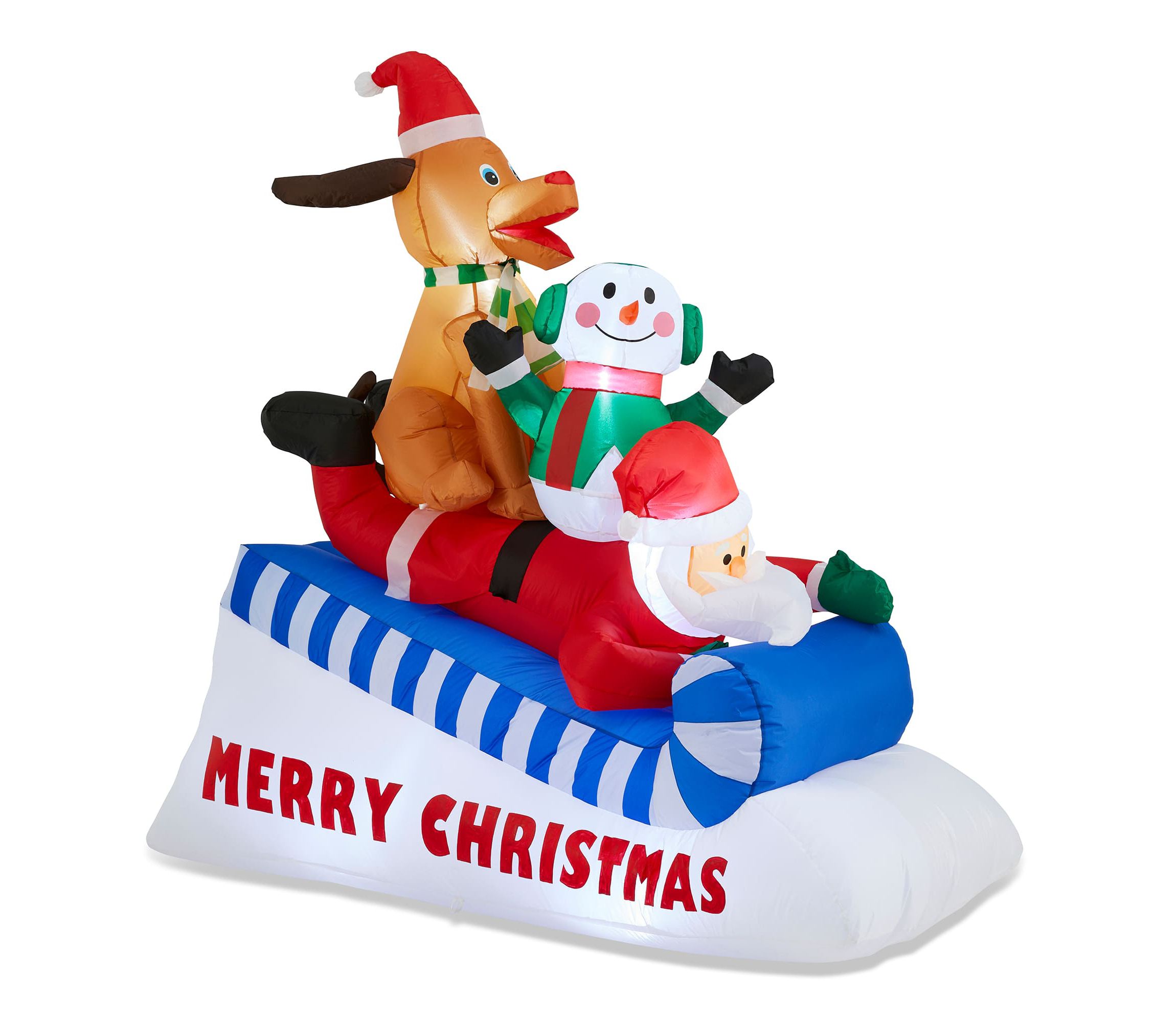6FT Lighted Inflatable Skiing Santa, Snowman and Dog