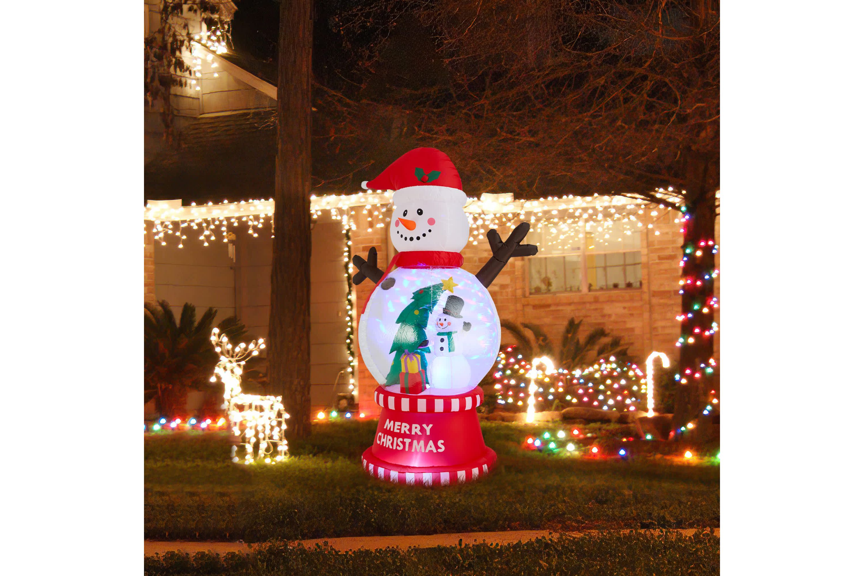 8FT Lighted inflatable Snowman Globe Scene Decor