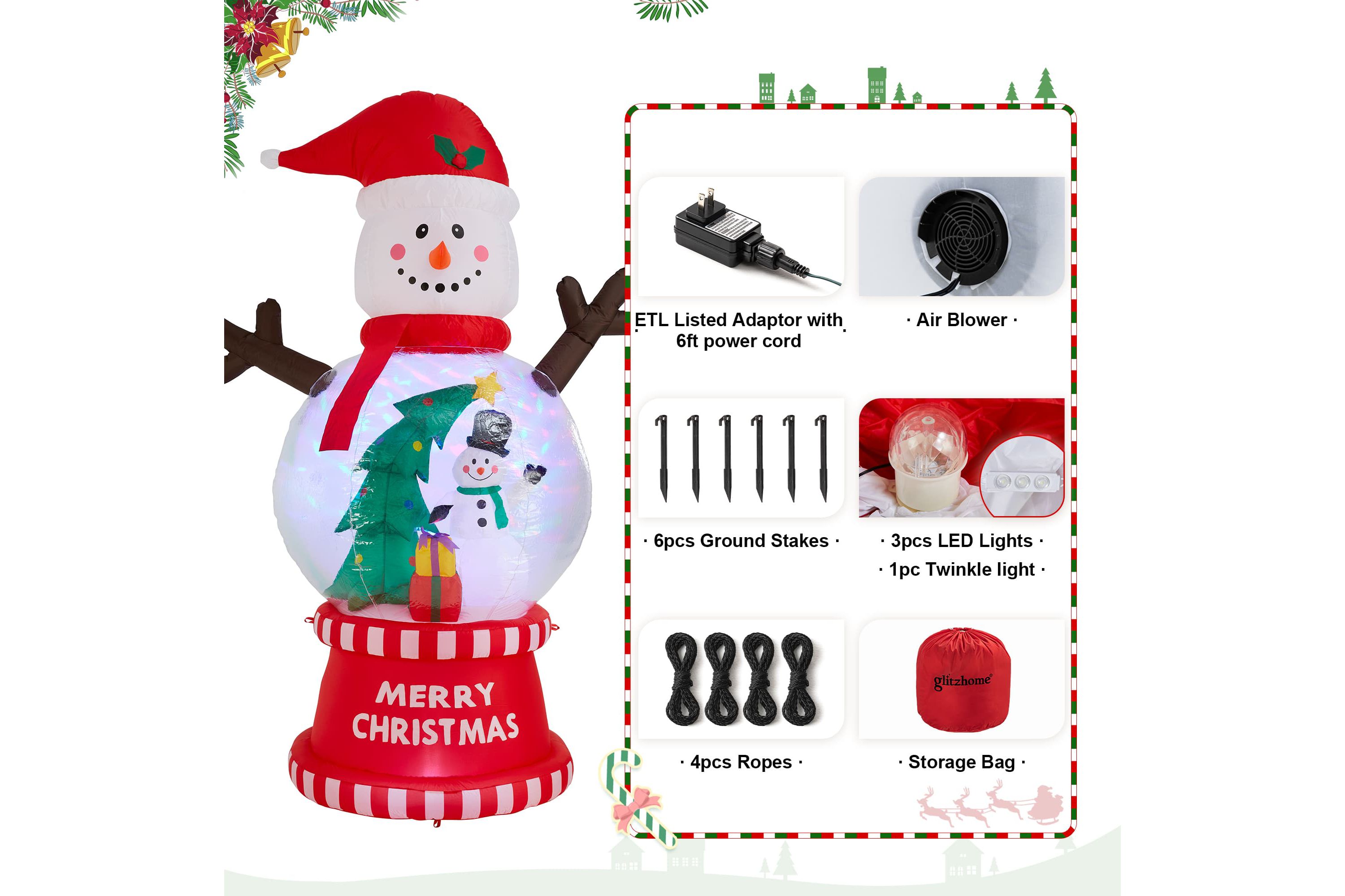 8FT Lighted inflatable Snowman Globe Scene Decor