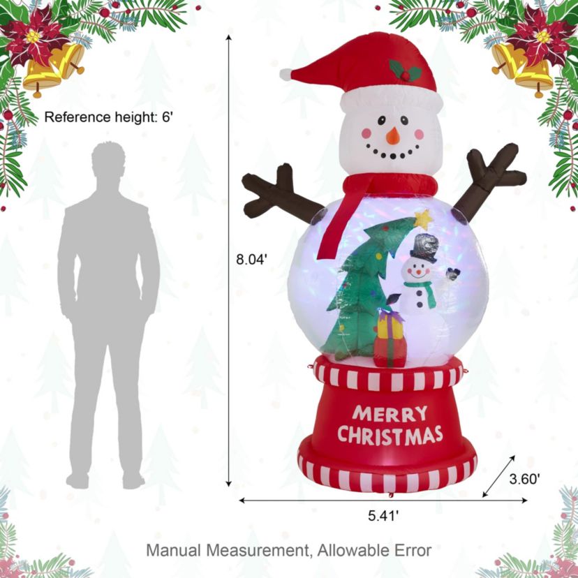 8FT Lighted inflatable Snowman Globe Scene Decor