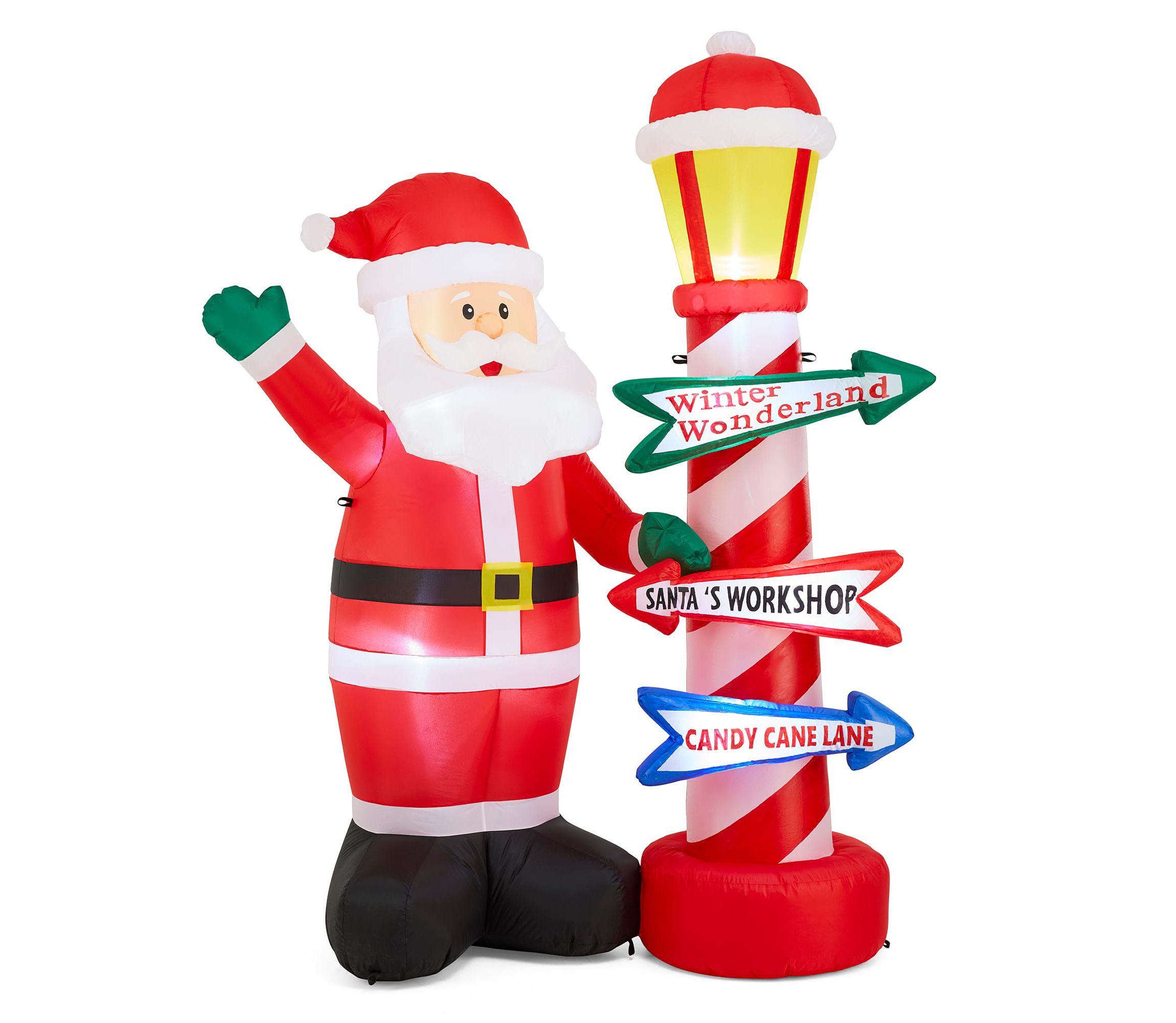 7FT Lighted Inflatable Santa with Lamp Post Sign Decor